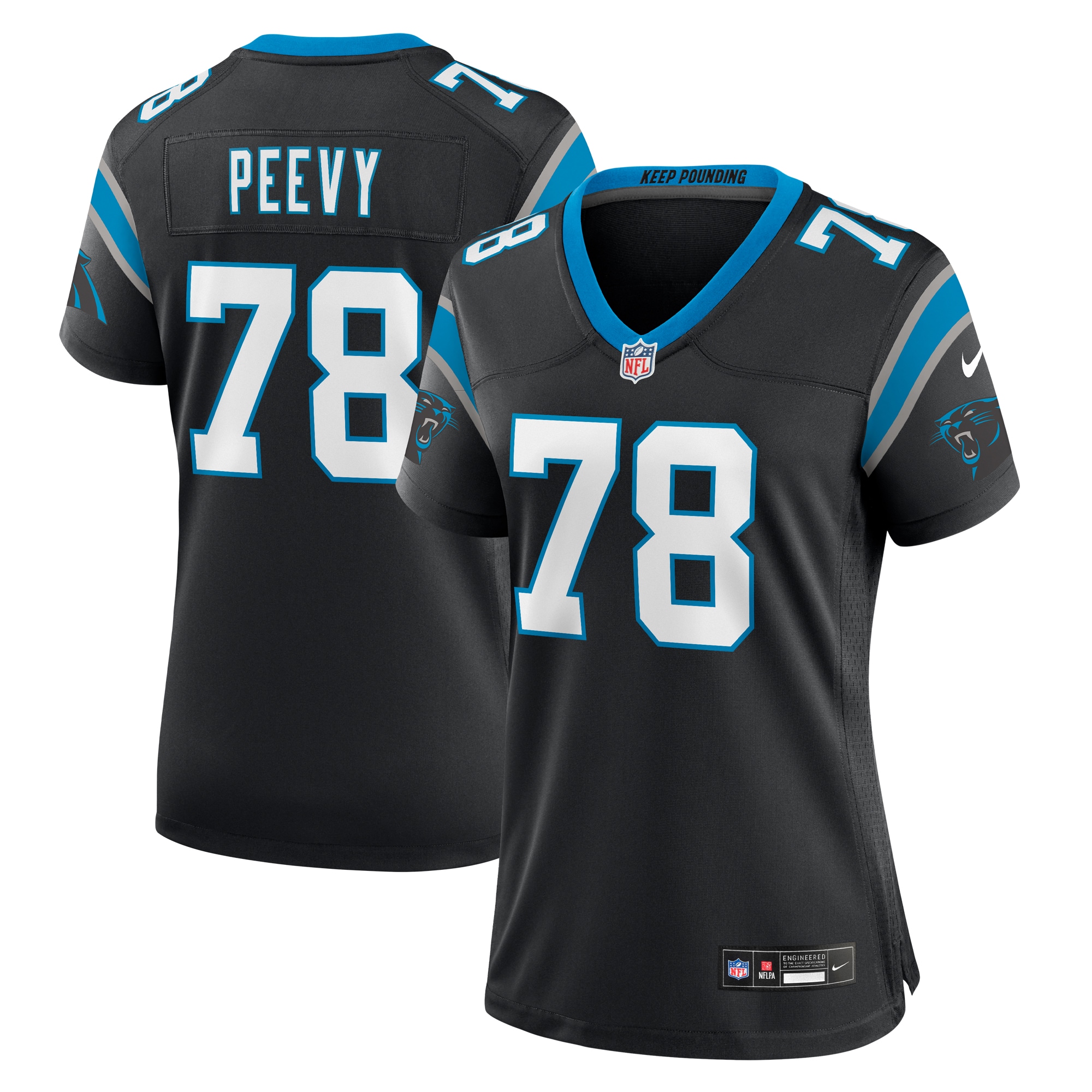 Women's Carolina Panthers Jayden Peevy Black Game Jersey JS4339 Saliibo