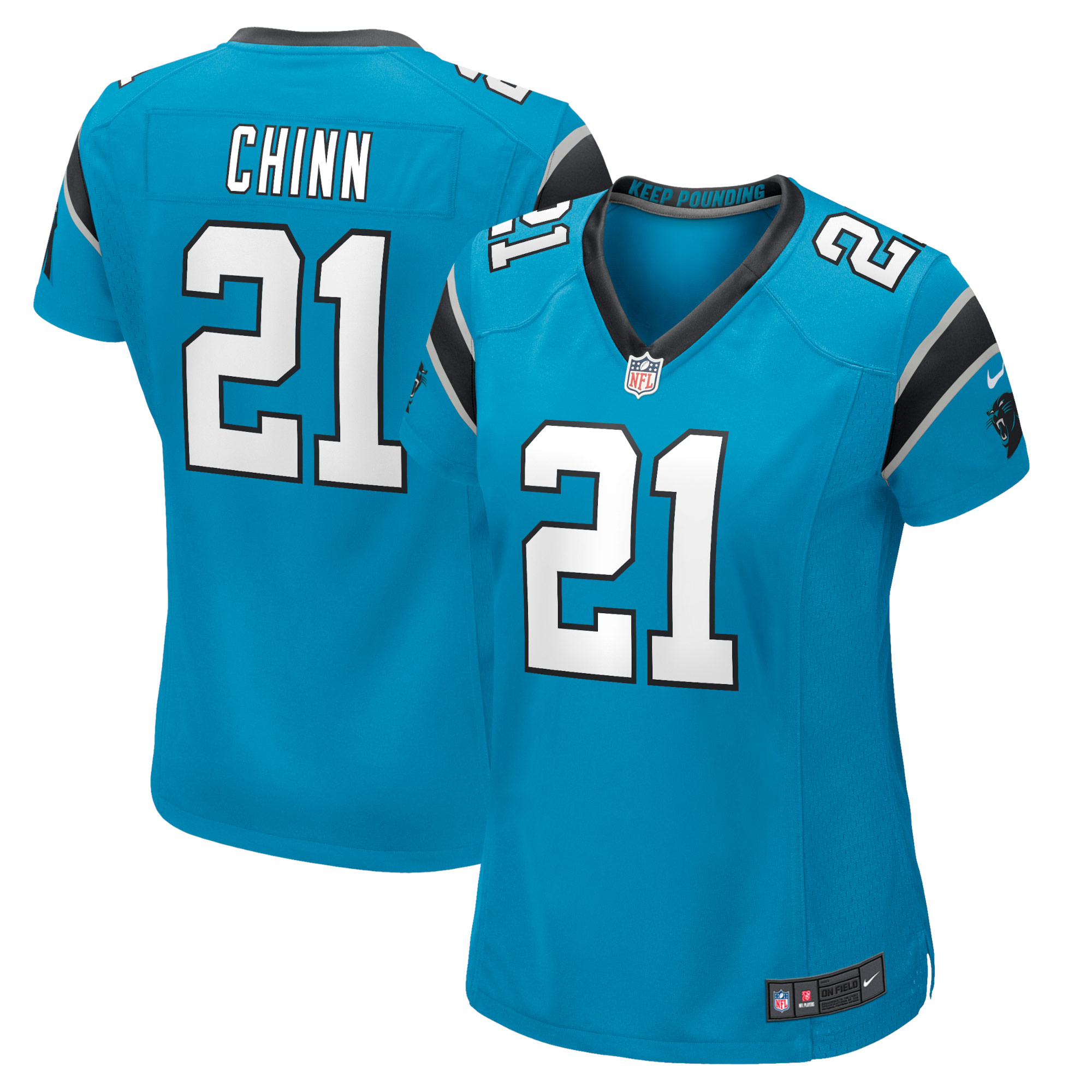 Women's Carolina Panthers Jeremy Chinn Blue Player Game Jersey JS3206 Saliibo