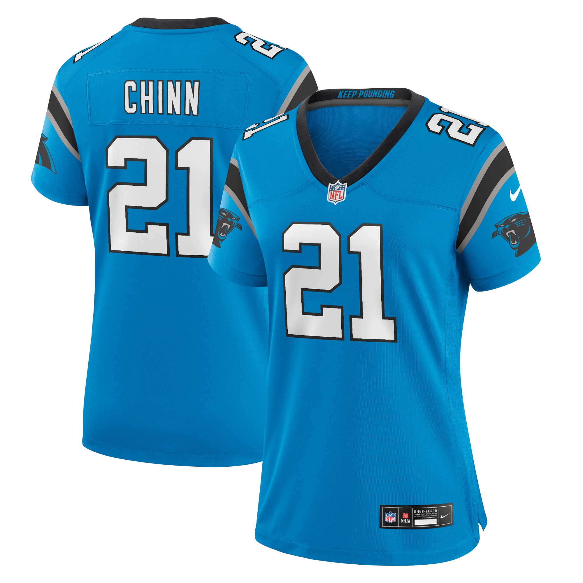 Women's Carolina Panthers Jeremy Chinn Blue Player Jersey JS8427 Saliibo