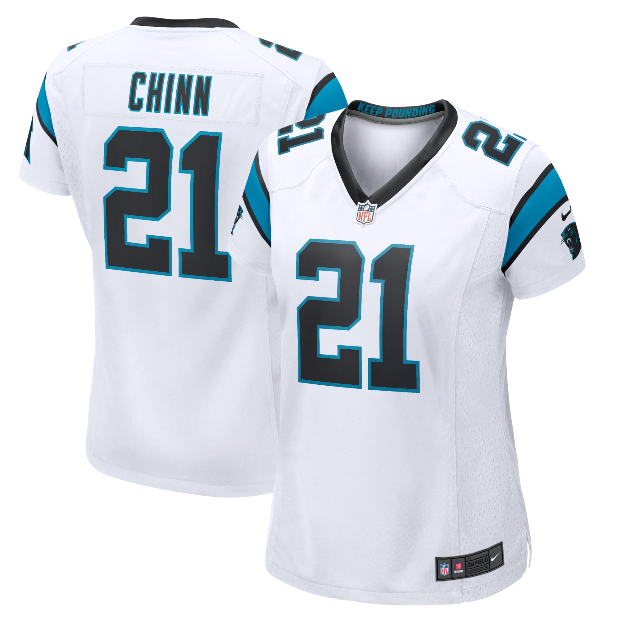 Women's Carolina Panthers Jeremy Chinn White Game Jersey JS5271 Saliibo