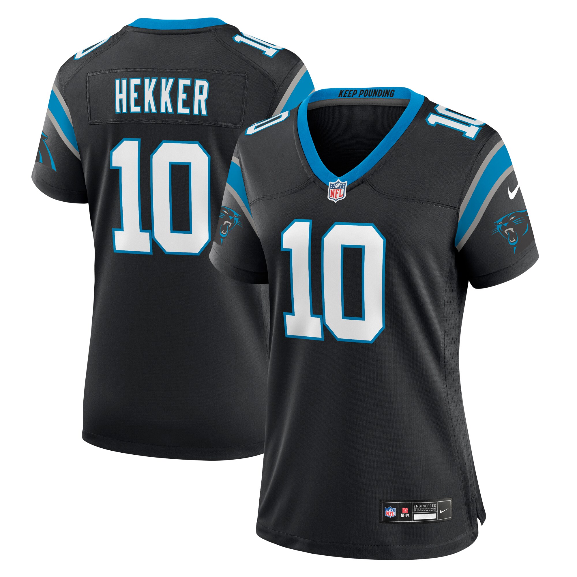Women's Carolina Panthers Johnny Hekker Black Team Game Jersey JS7825 Saliibo