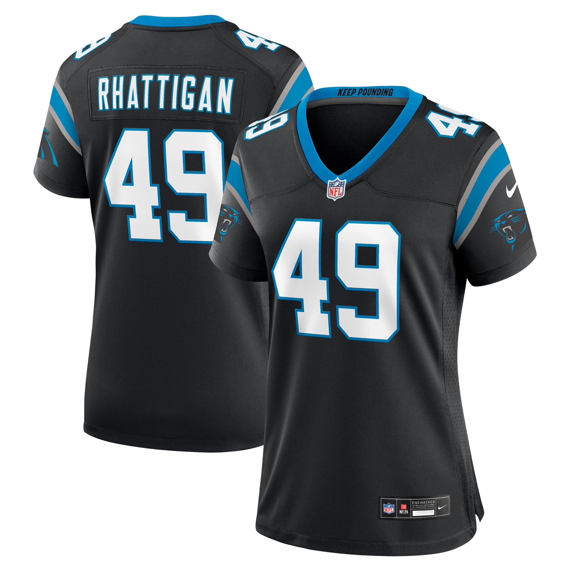 Women's Carolina Panthers Jon Rhattigan Black Game Jersey JS2965 Saliibo