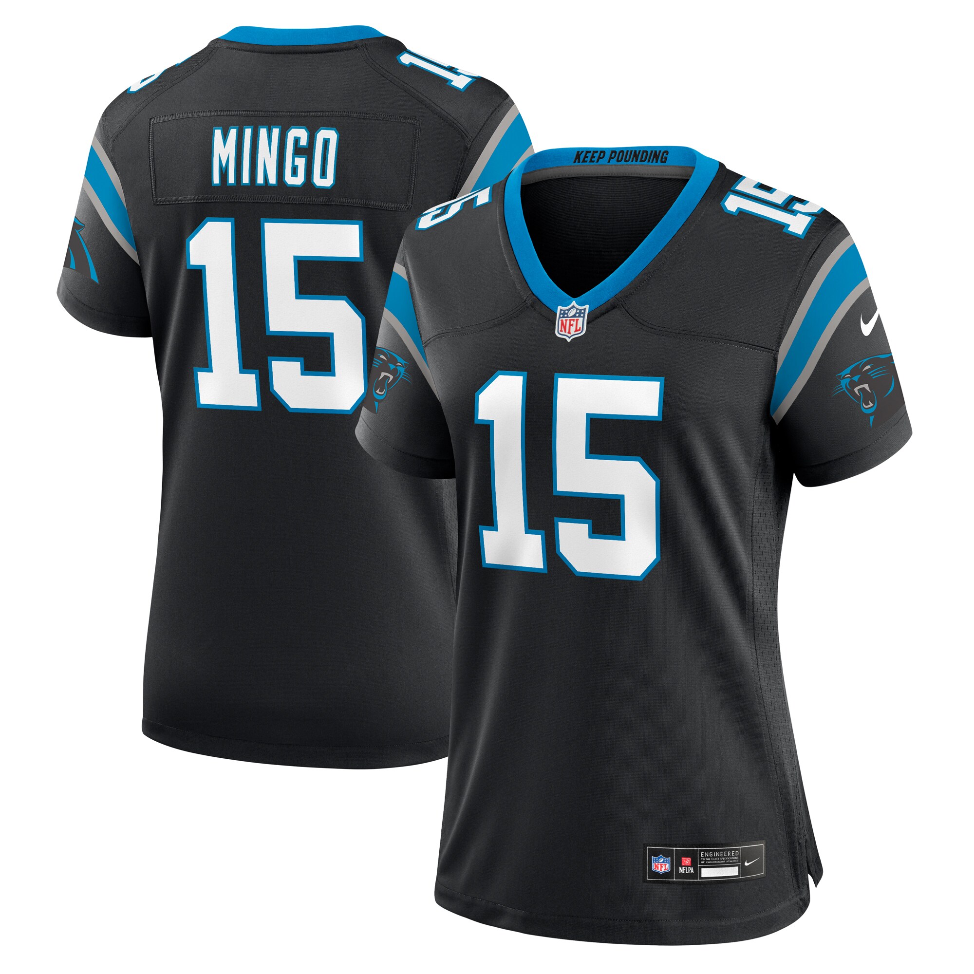 Women's Carolina Panthers Jonathan Mingo Black Game Jersey JS9129 Saliibo