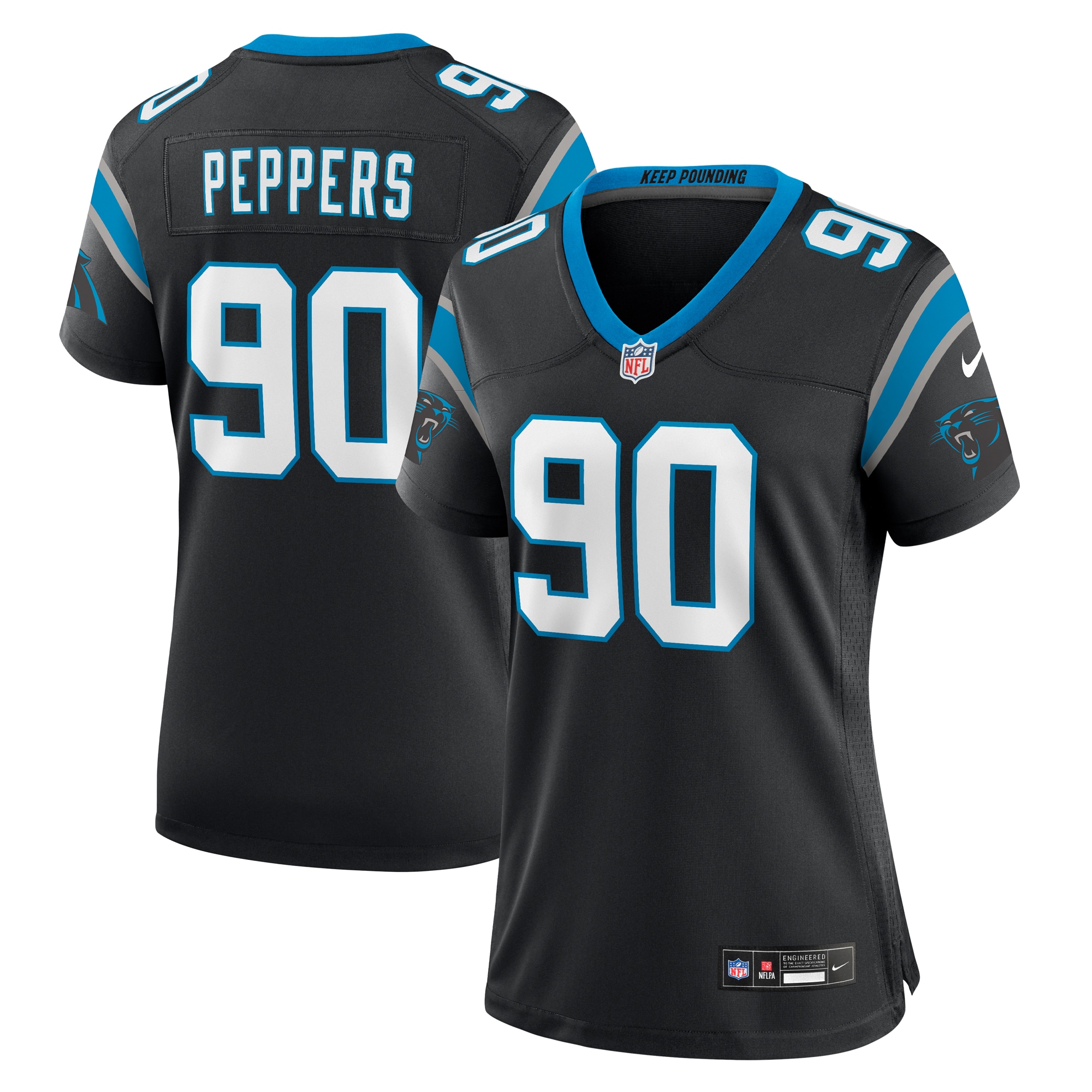 Women's Carolina Panthers Julius Peppers Black Retired Player Game Jersey JS1409 Saliibo