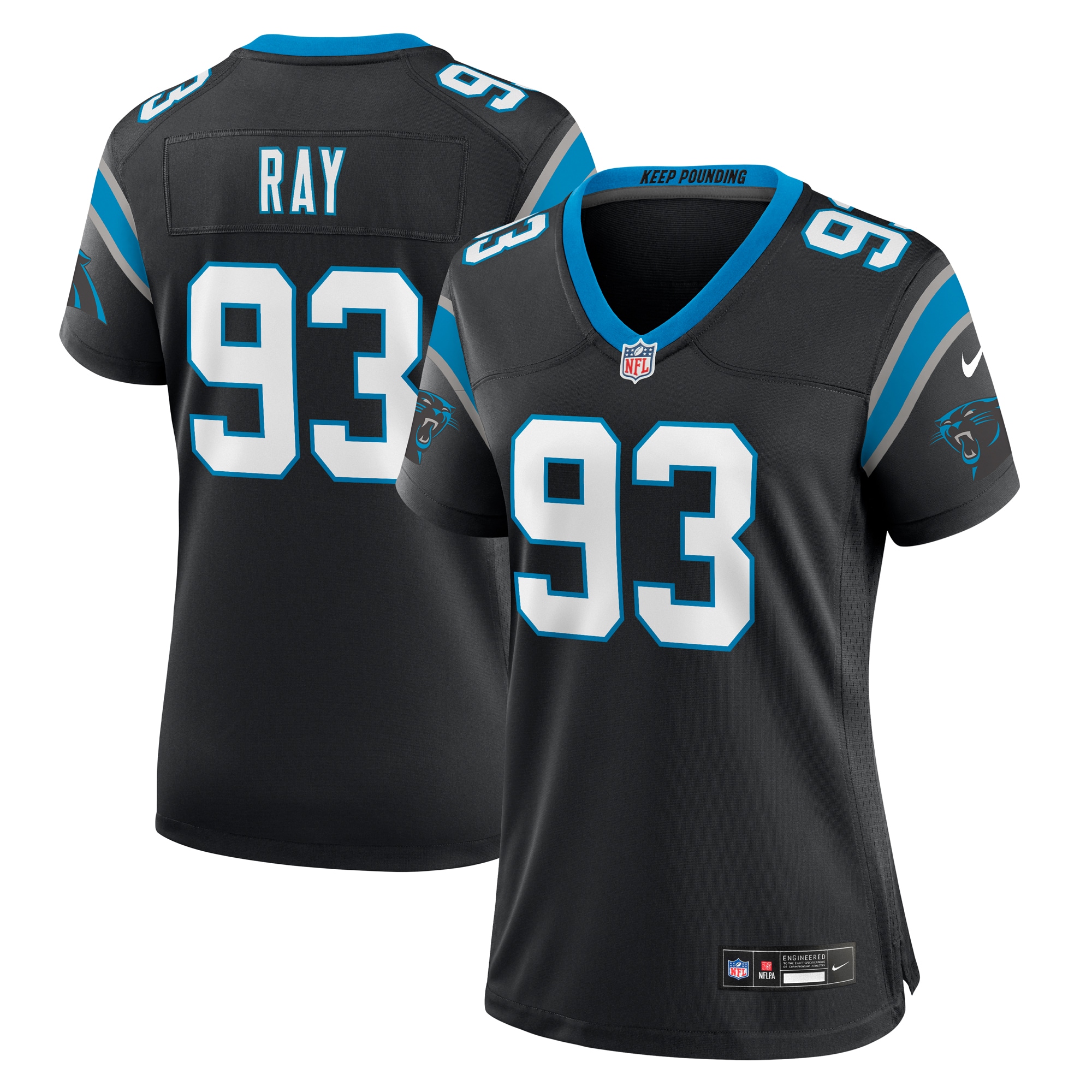 Women's Carolina Panthers LaBryan Ray Black Team Game Jersey JS5648 Saliibo