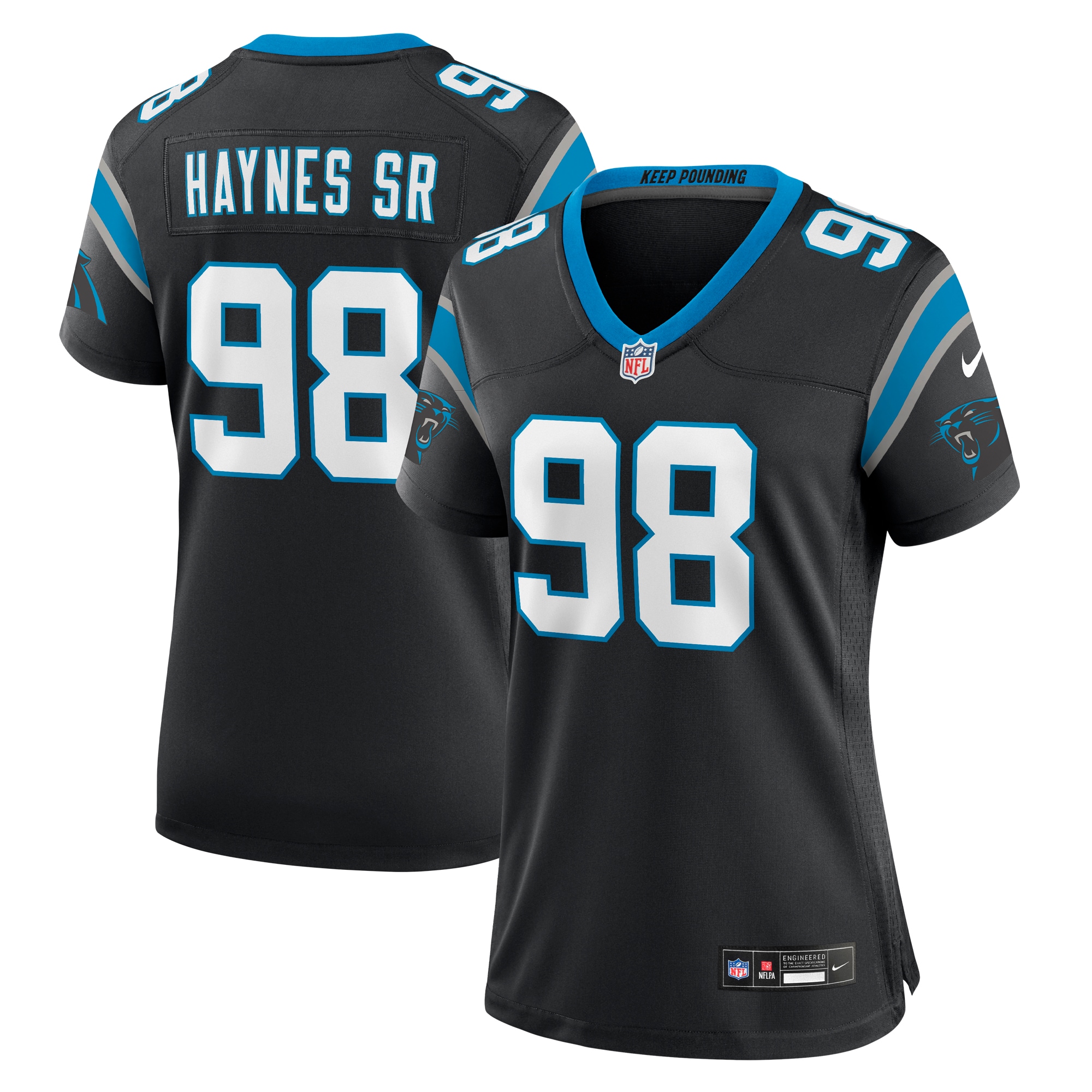 Women's Carolina Panthers Marquis Haynes Sr. Black Team Game Jersey JS2393 Saliibo