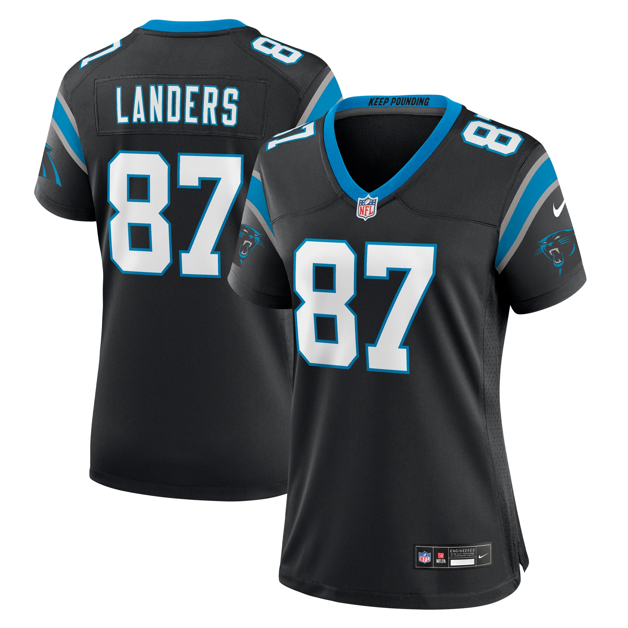 Women's Carolina Panthers Matt Landers Black Game Jersey JS3190 Saliibo