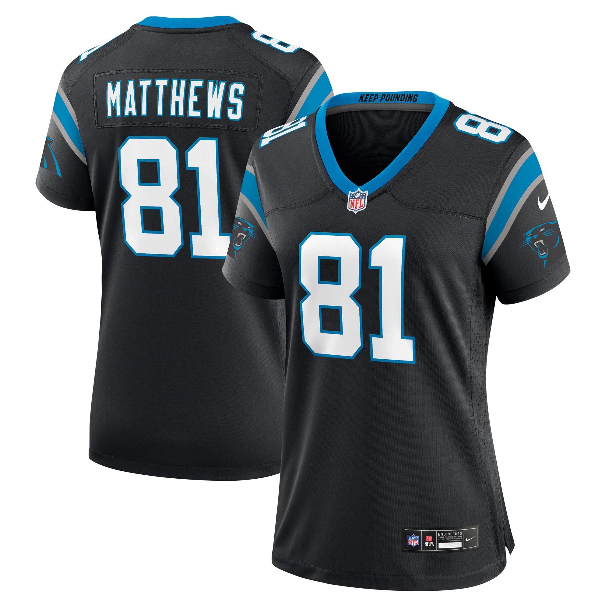 Women's Carolina Panthers Matthews Black Game Jersey JS6936 Saliibo