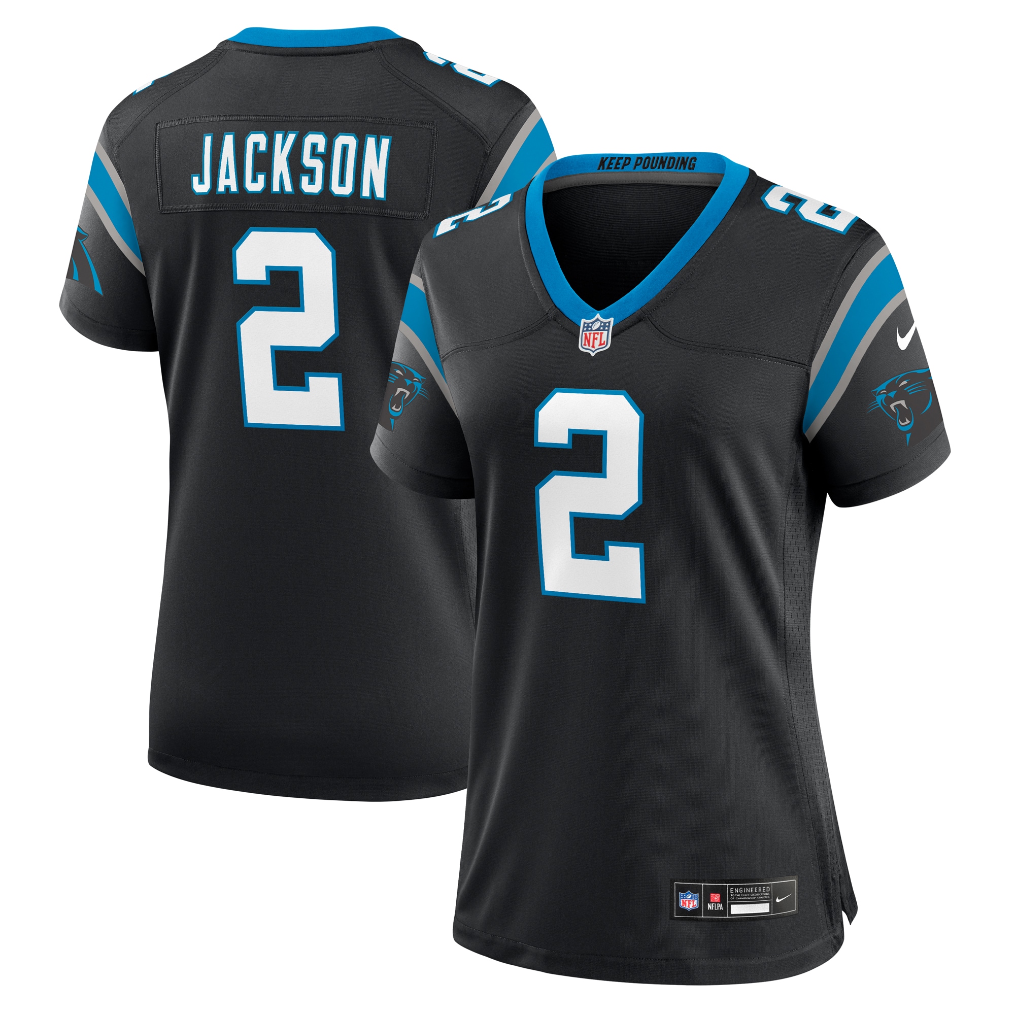 Women's Carolina Panthers Mike Jackson Black Game Jersey JS5777 Saliibo