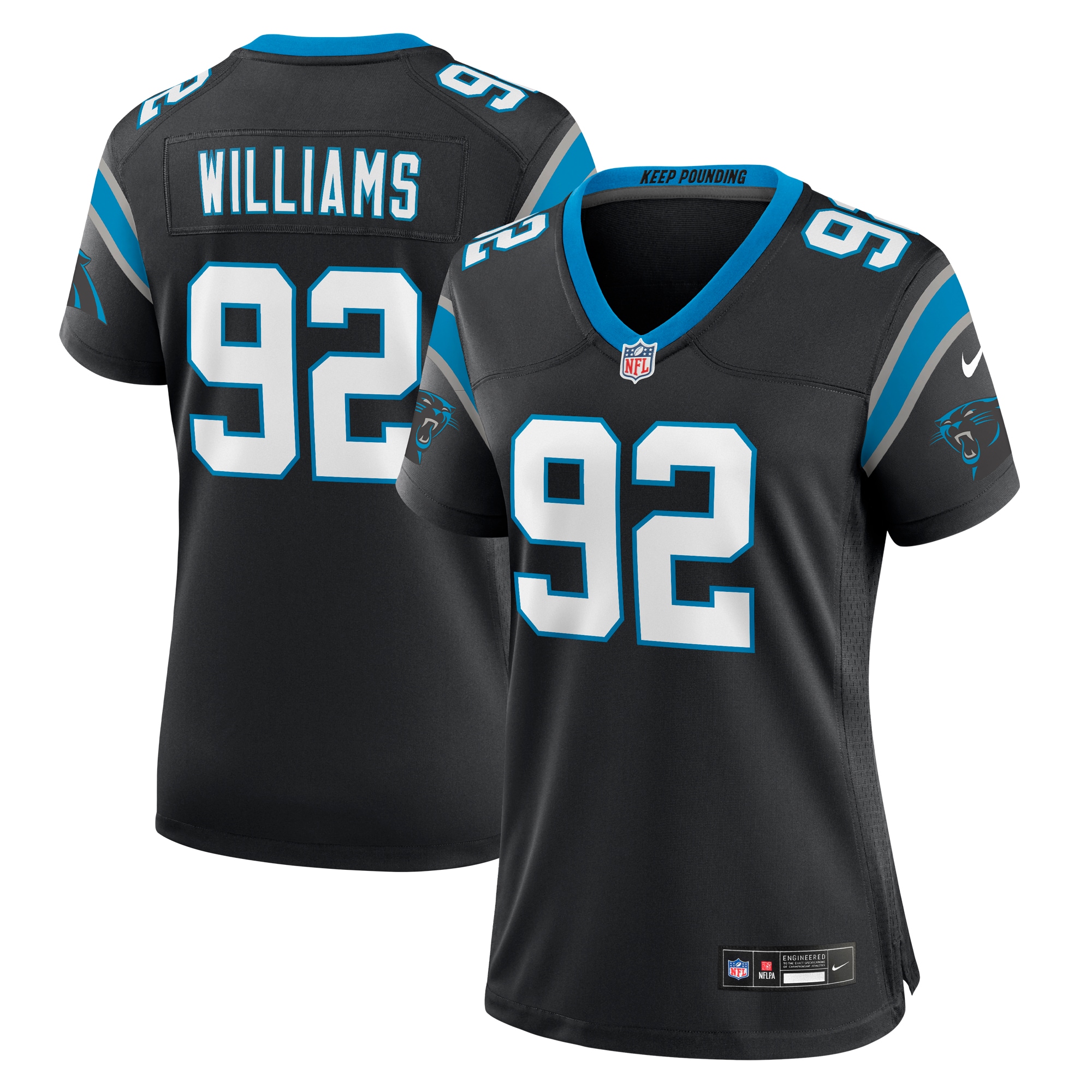 Women's Carolina Panthers Raequan Williams Black Team Game Jersey JS1996 Saliibo