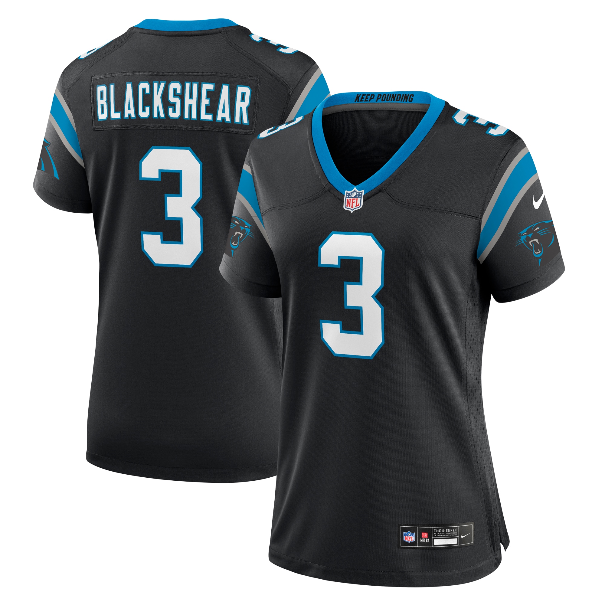 Women's Carolina Panthers Raheem Blackshear Black Team Game Jersey JS4683 Saliibo