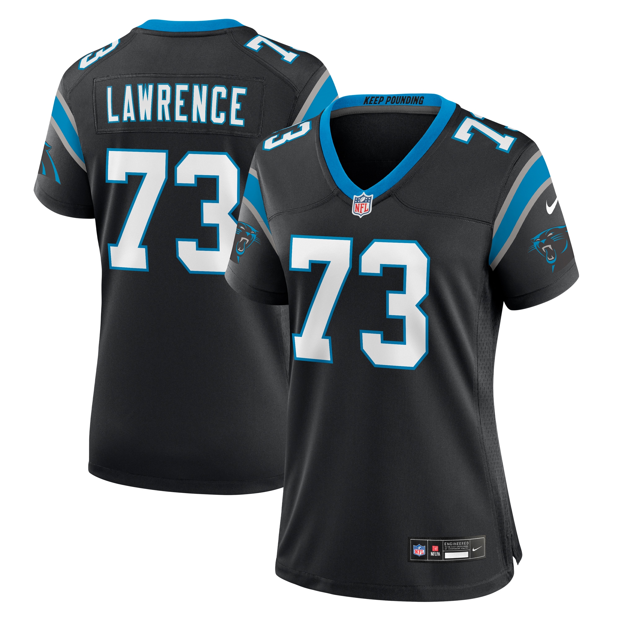 Women's Carolina Panthers Rashard Lawrence Black Game Jersey JS5302 Saliibo
