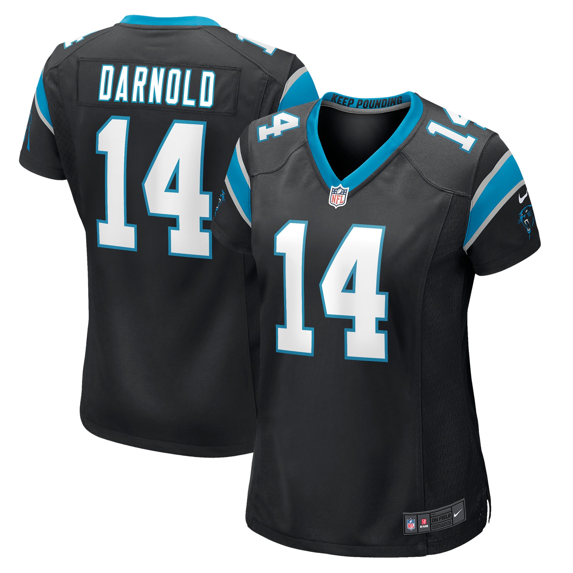 Women's Carolina Panthers Sam Darnold Black Game Jersey JS9299 Saliibo