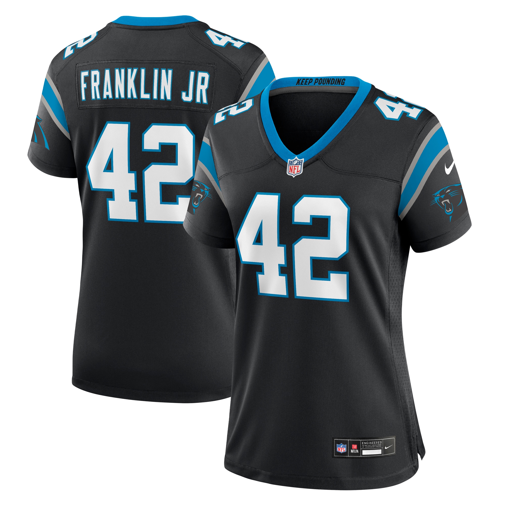 Women's Carolina Panthers Sam Franklin Jr. Black Team Game Jersey JS5745 Saliibo