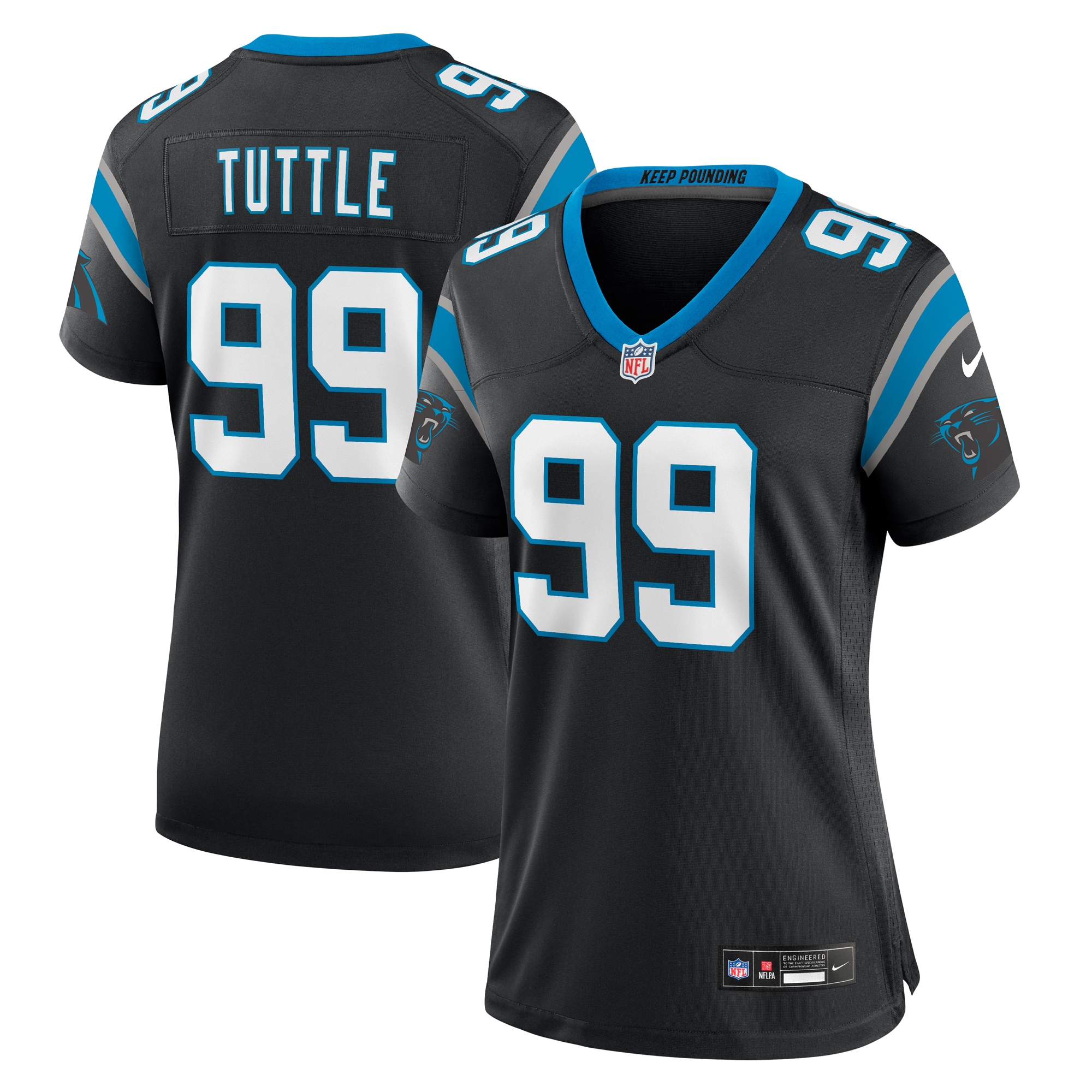 Women's Carolina Panthers Shy Tuttle Black Game Player Jersey JS3650 Saliibo