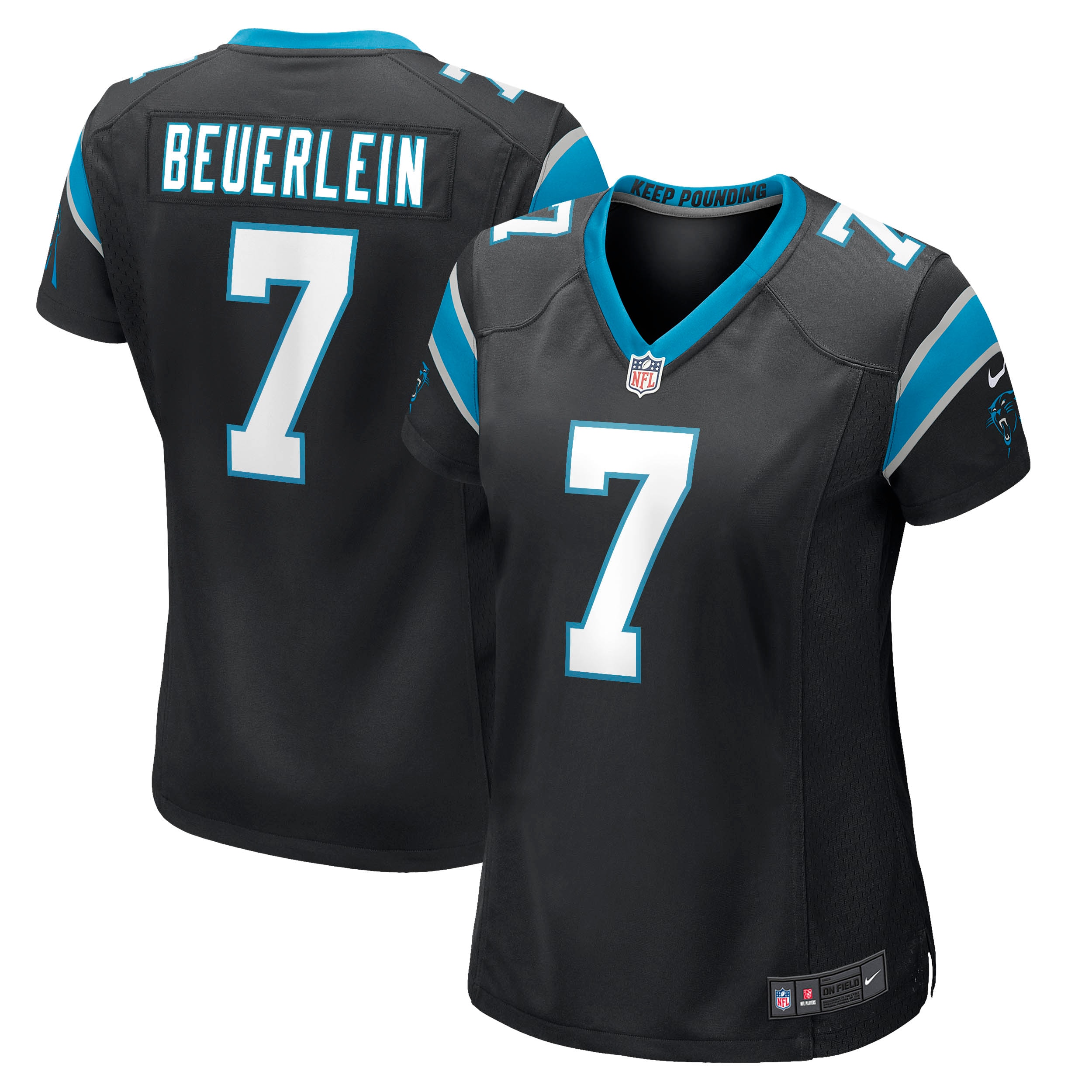 Women's Carolina Panthers Steve Beuerlein Black Retired Player Jersey JS4374 Saliibo