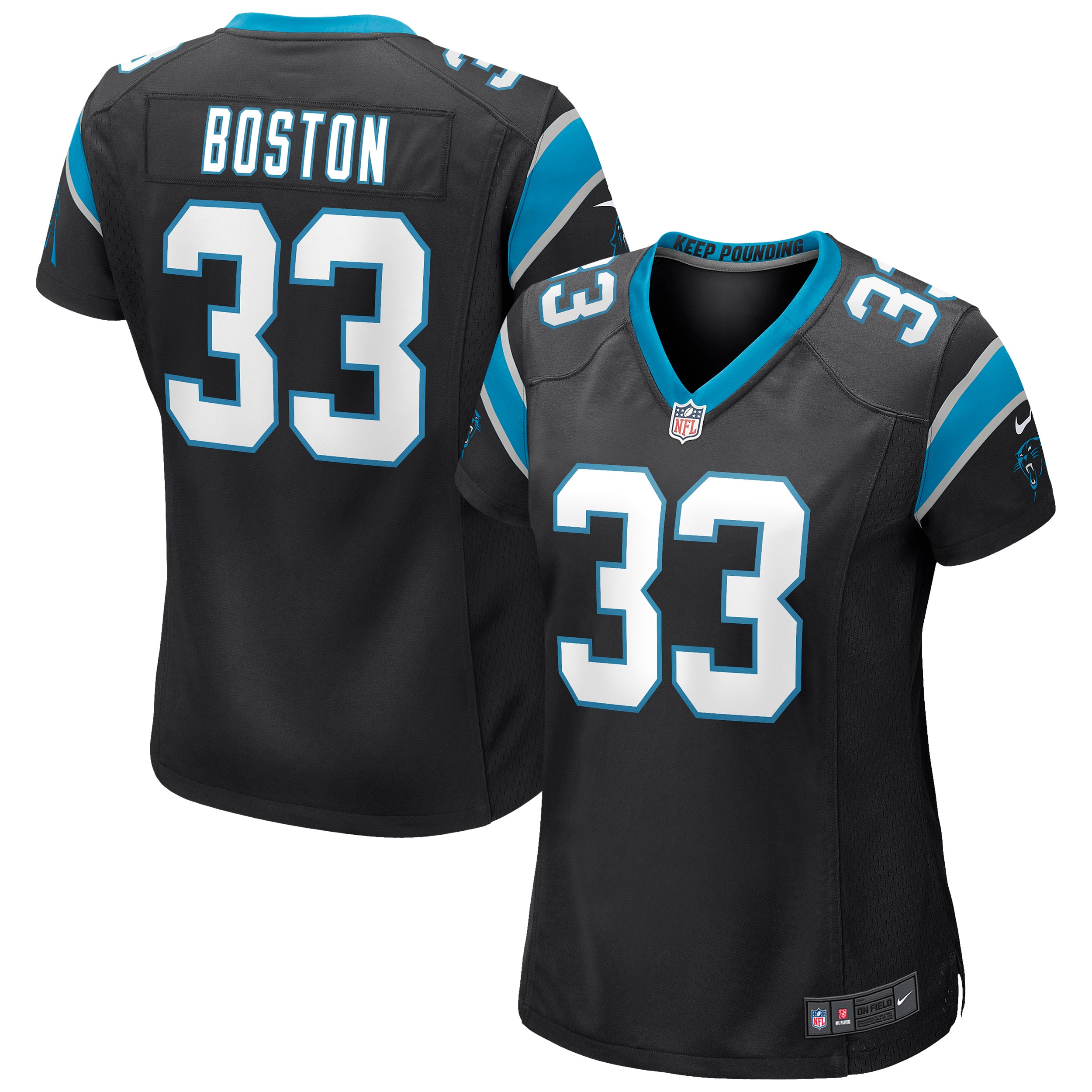 Women's Carolina Panthers Tre Boston Black Game Jersey JS6132 Saliibo