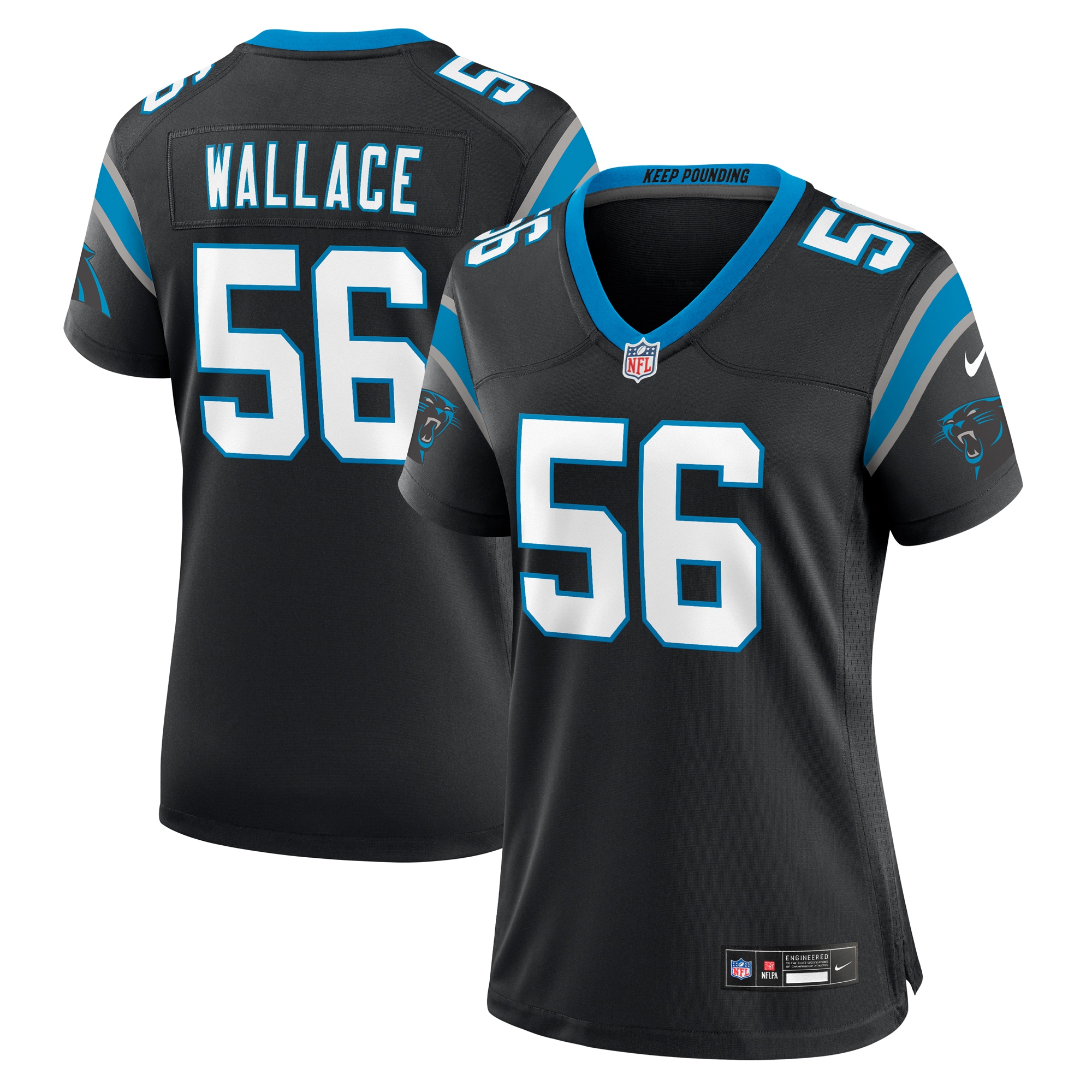 Women's Carolina Panthers Trevin Wallace Black Game Jersey JS5070 Saliibo