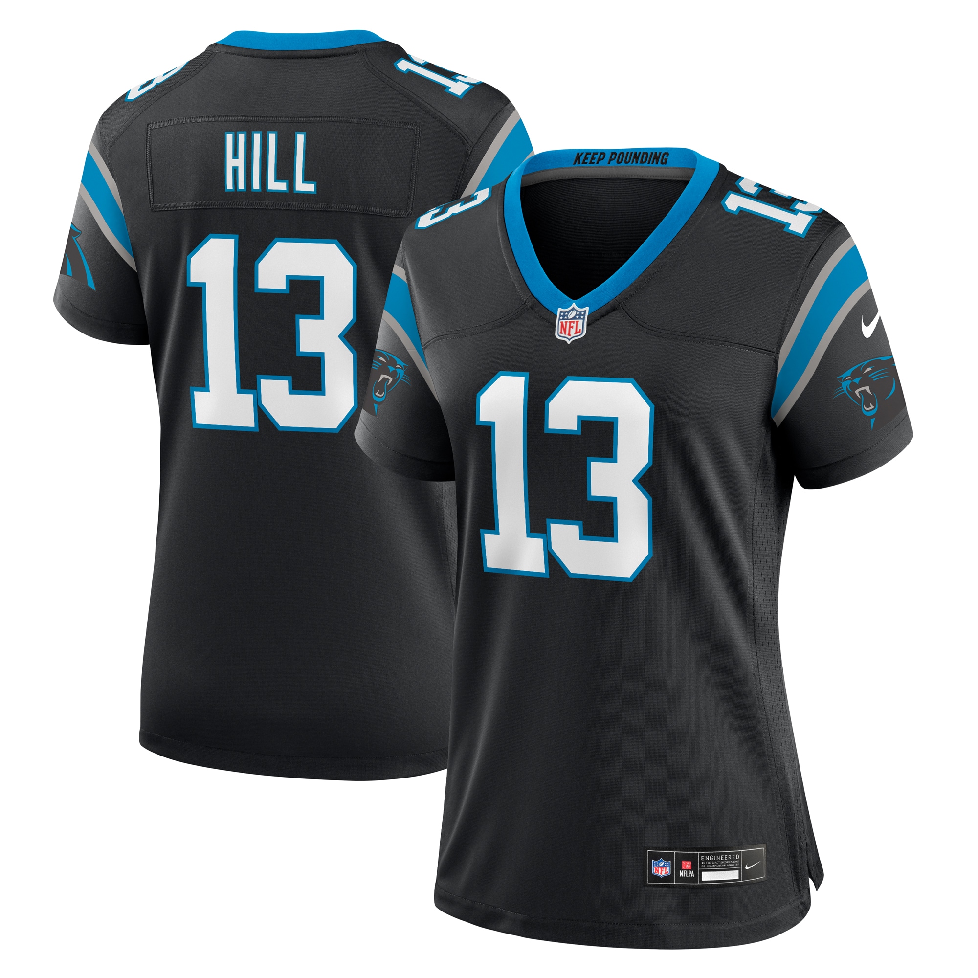 Women's Carolina Panthers Troy Hill Black Team Game Jersey JS6152 Saliibo