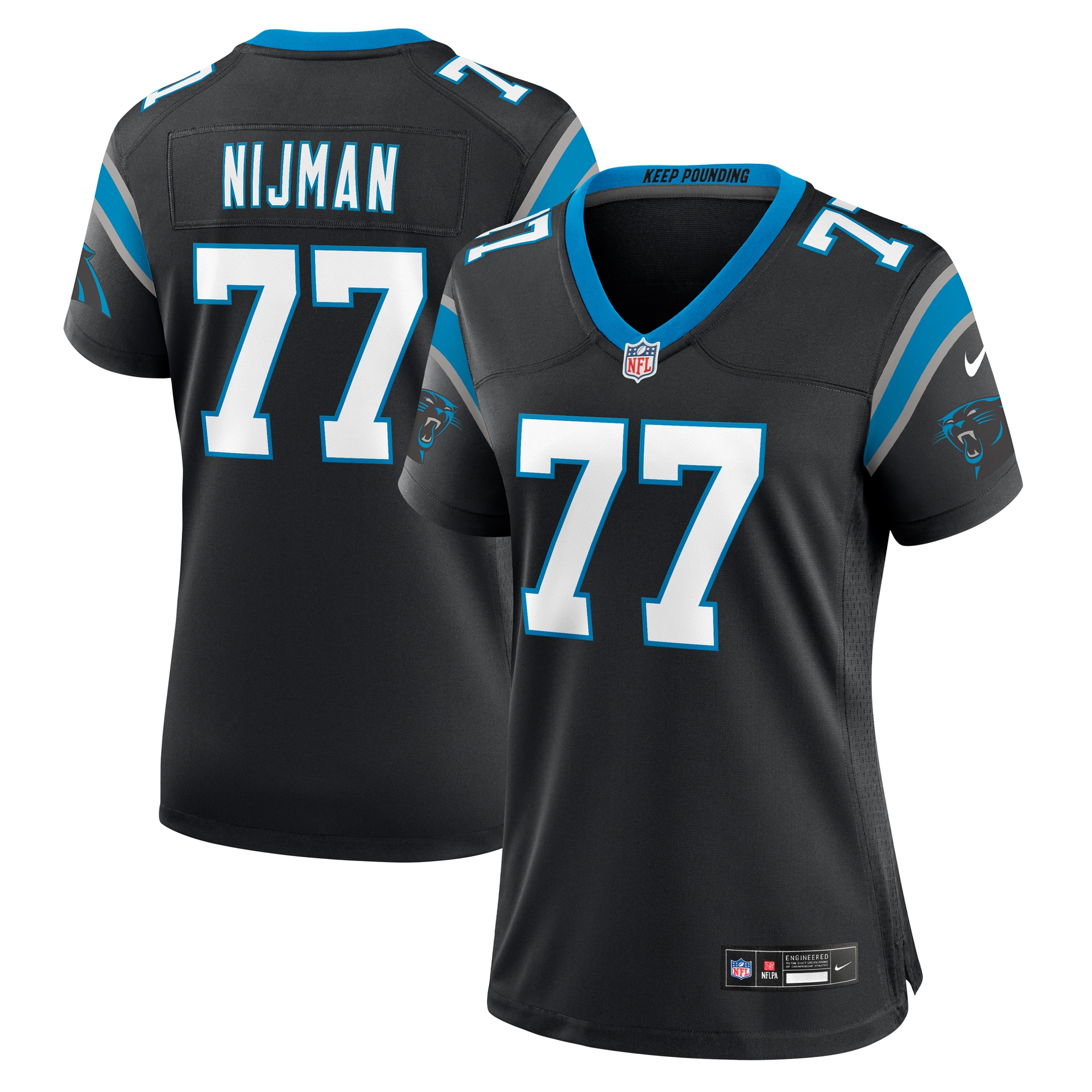 Women's Carolina Panthers Yosh Nijman Black Game Jersey JS9304 Saliibo