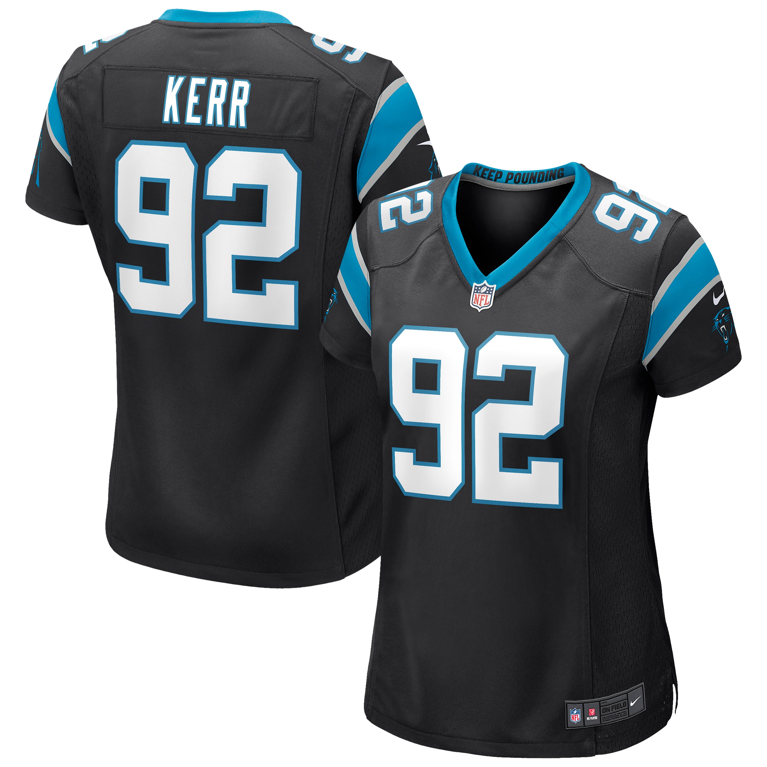 Women's Carolina Panthers Zach Kerr Black Game Jersey JS2099 Saliibo