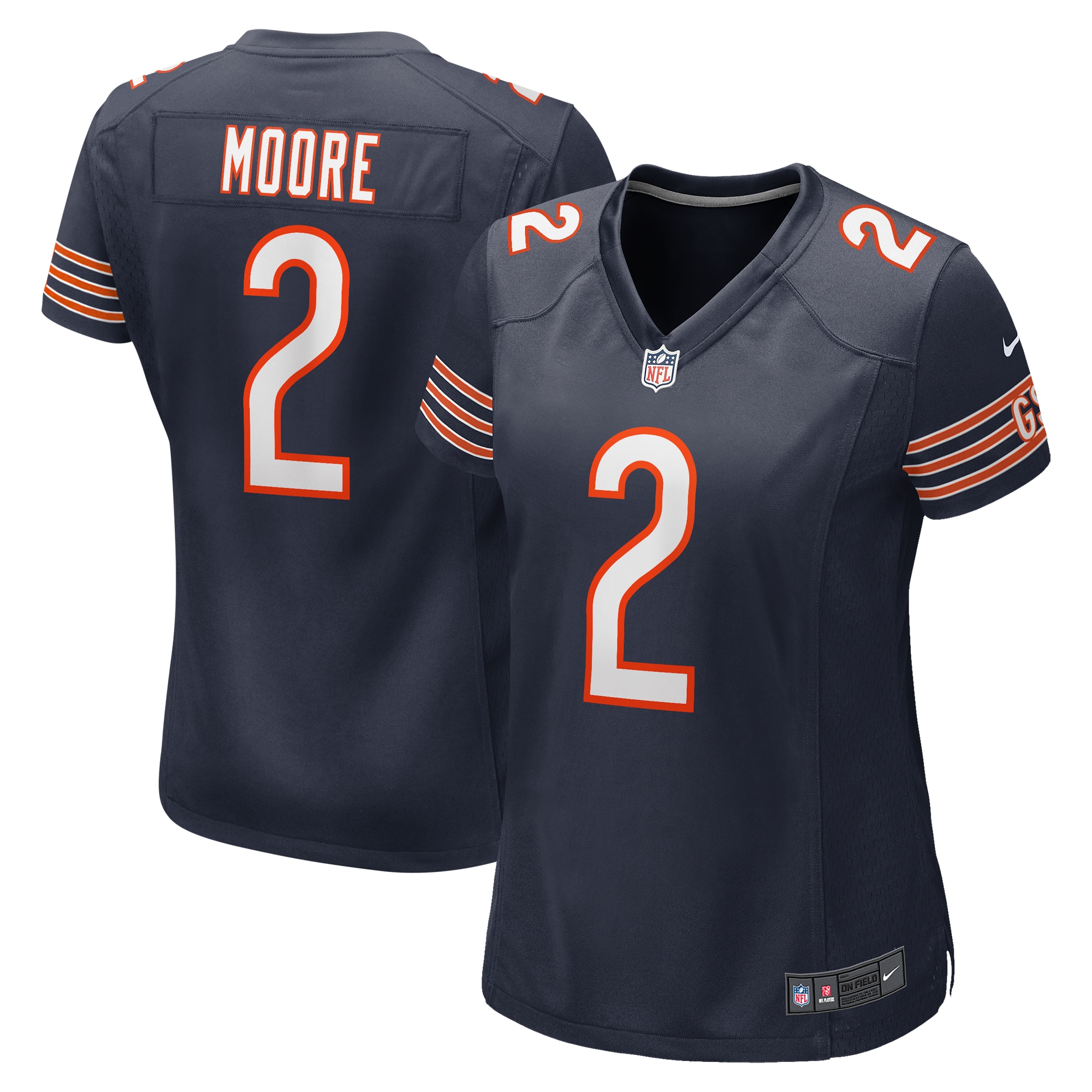 Women's Chicago Bears D.J. Moore Navy Player Jersey JS3600 Saliibo