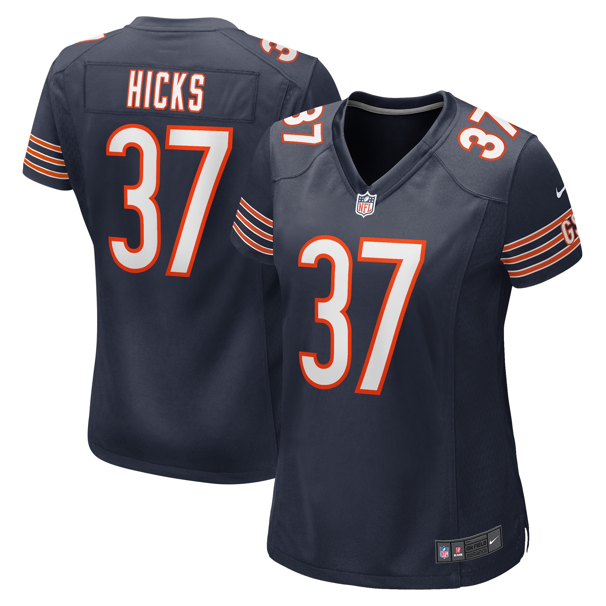 Women's Chicago Bears Elijah Hicks Navy Game Player Jersey JS6568 Saliibo