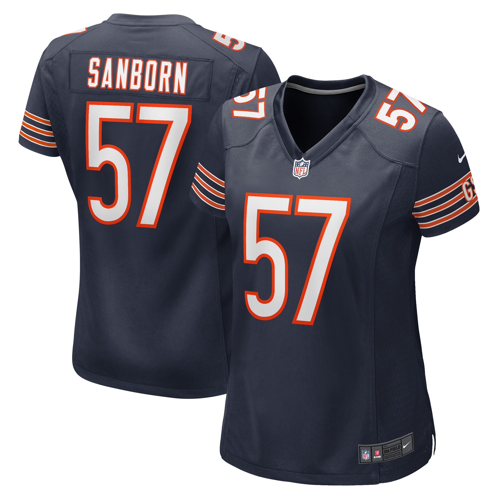 Women's Chicago Bears Jack Sanborn Navy Game Player Jersey JS4204 Saliibo