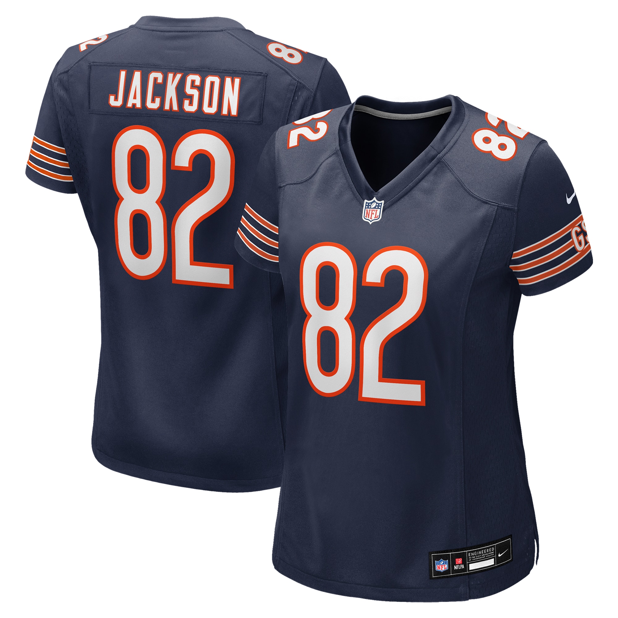 Women's Chicago Bears John Jackson Navy Game Jersey JS8422 Saliibo