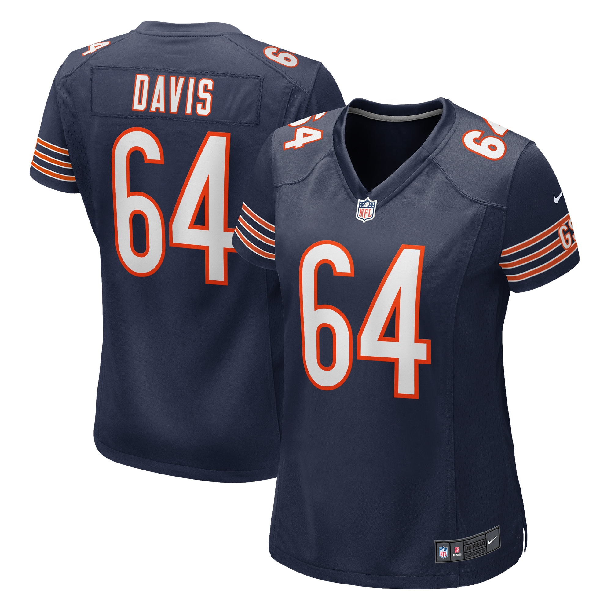 Women's Chicago Bears Nate Davis Navy Game Jersey JS3581 Saliibo