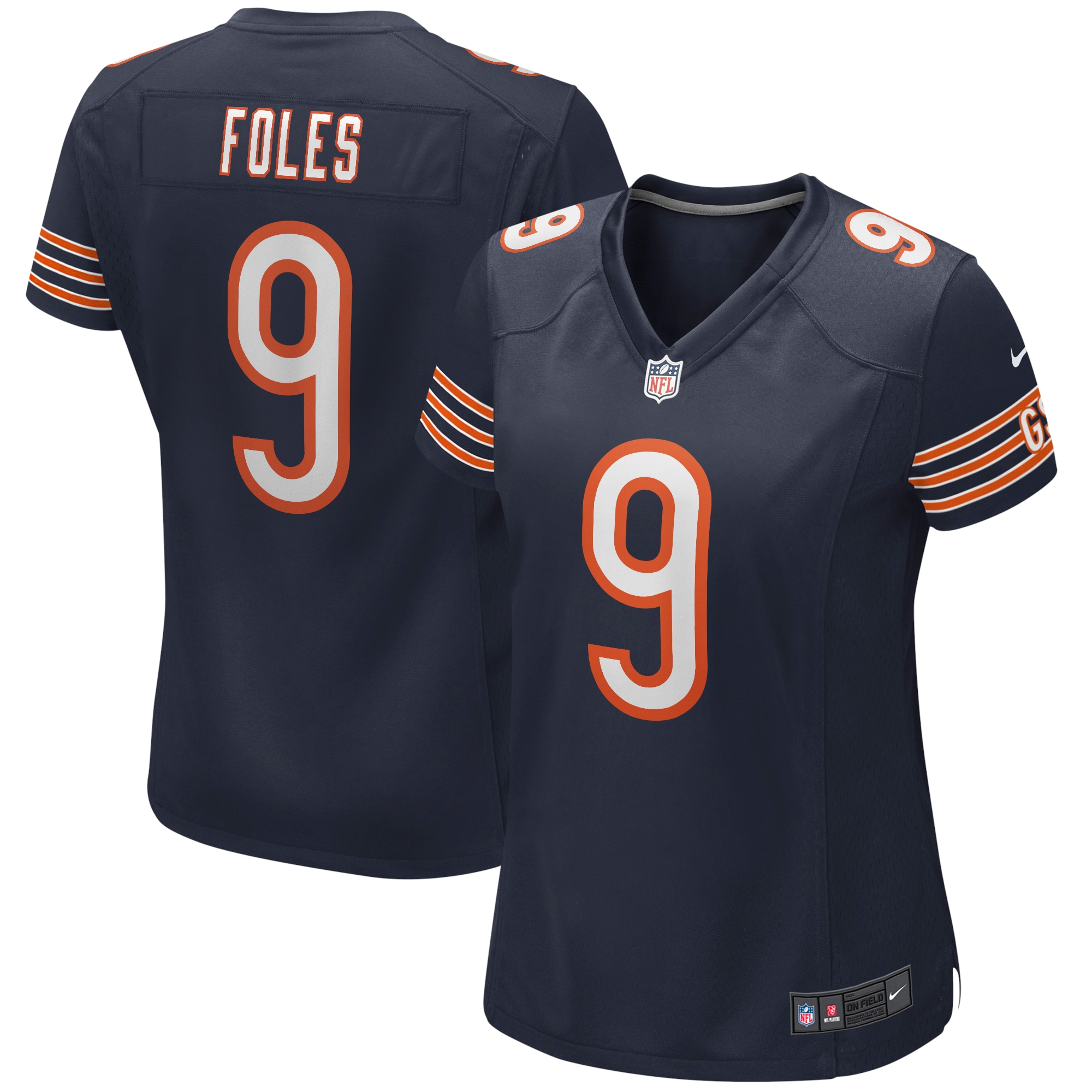 Women's Chicago Bears Nick Foles Navy Game Jersey JS3602 Saliibo