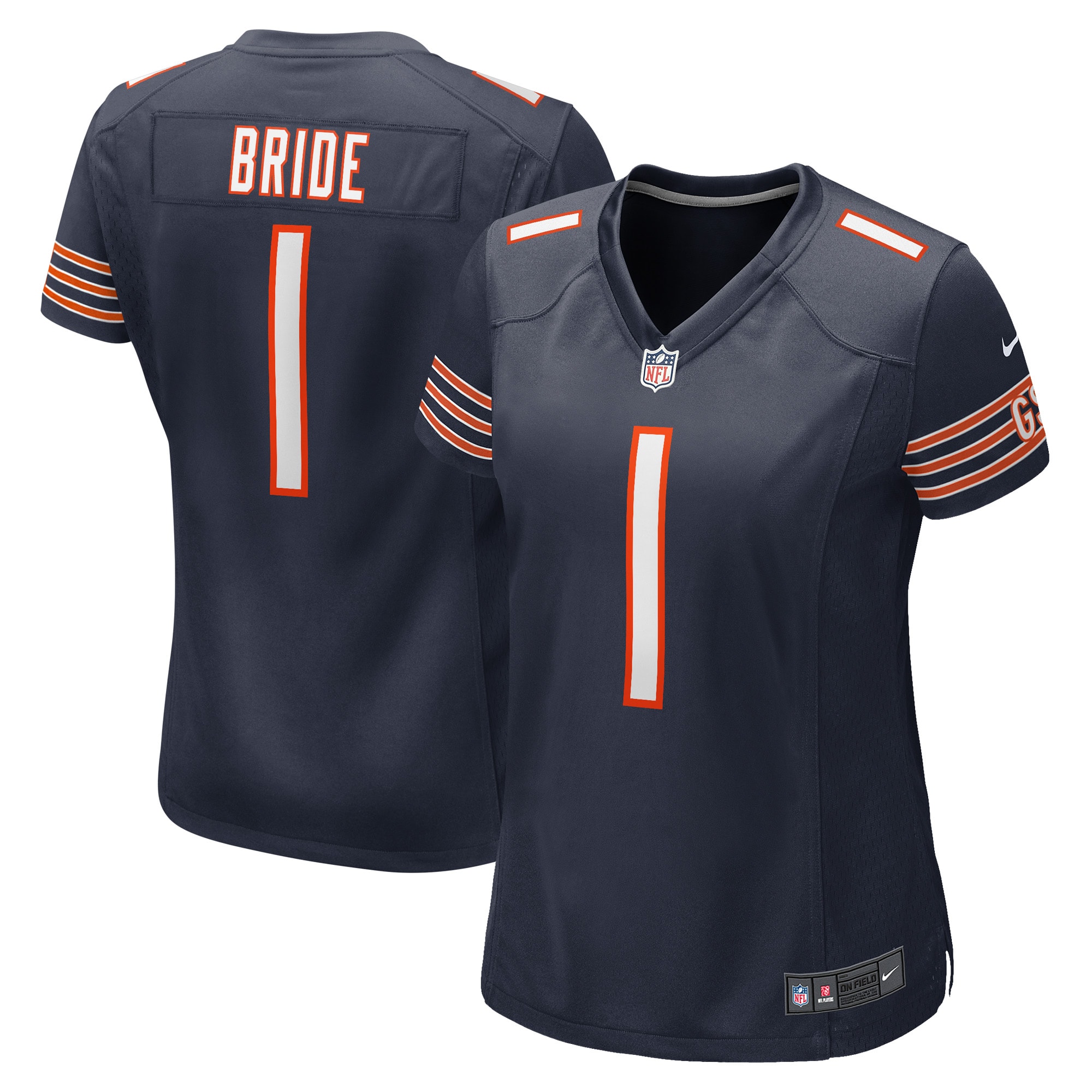 Women's Chicago Bears Number 1 Bride Navy Game Jersey JS2855 Saliibo