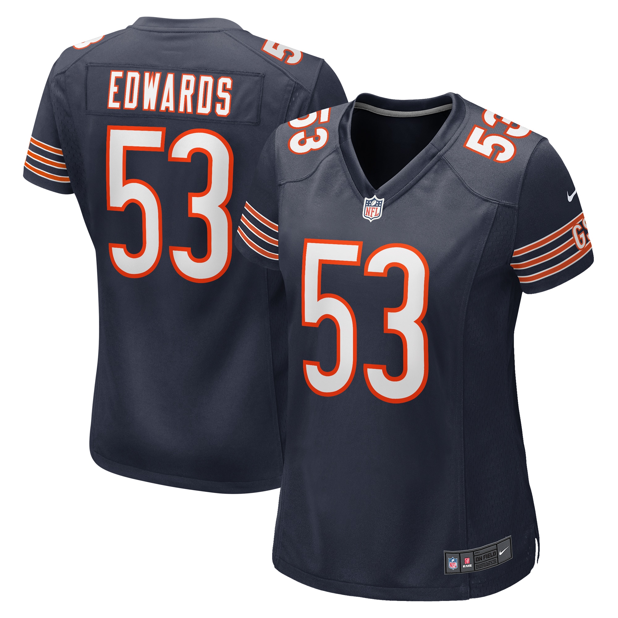 Women's Chicago Bears TJ Edwards Navy Game Player Jersey JS2245 Saliibo