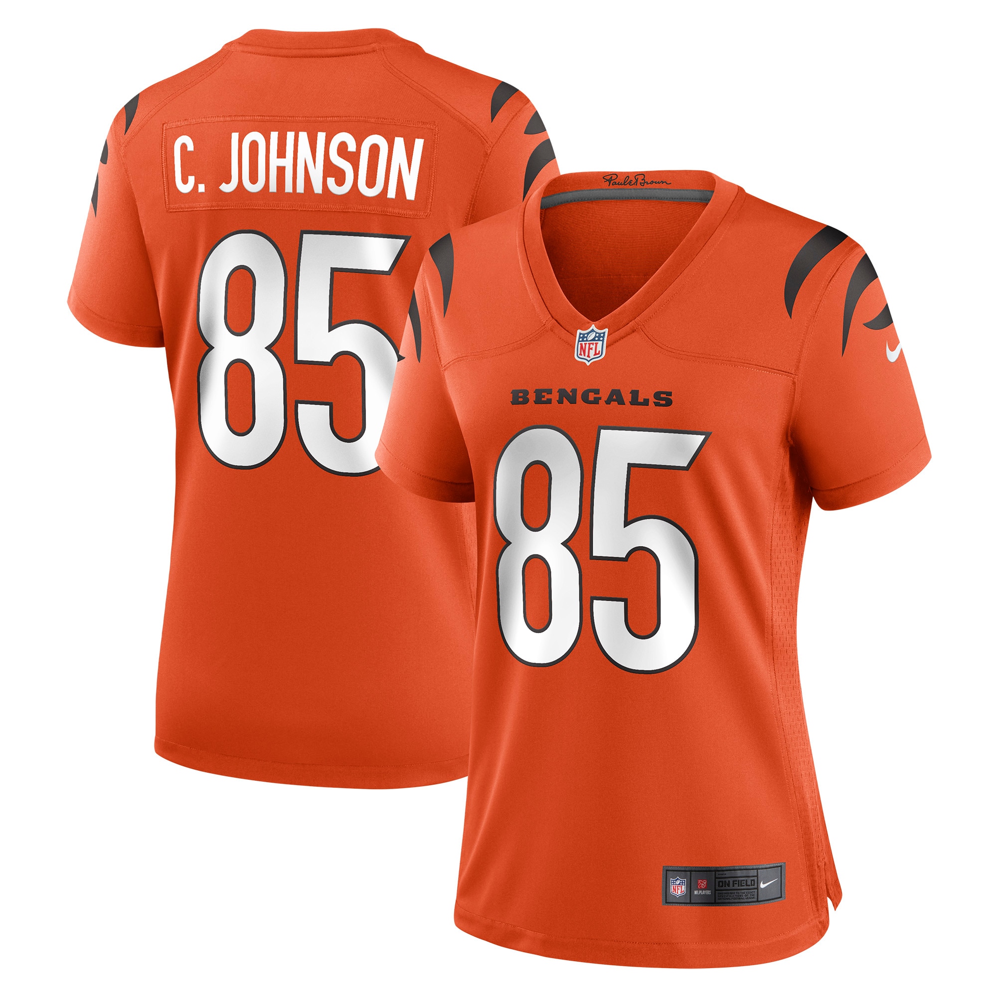 Women's Cincinnati Bengals Chad Johnson Orange Retired Game Jersey JS4311 Saliibo