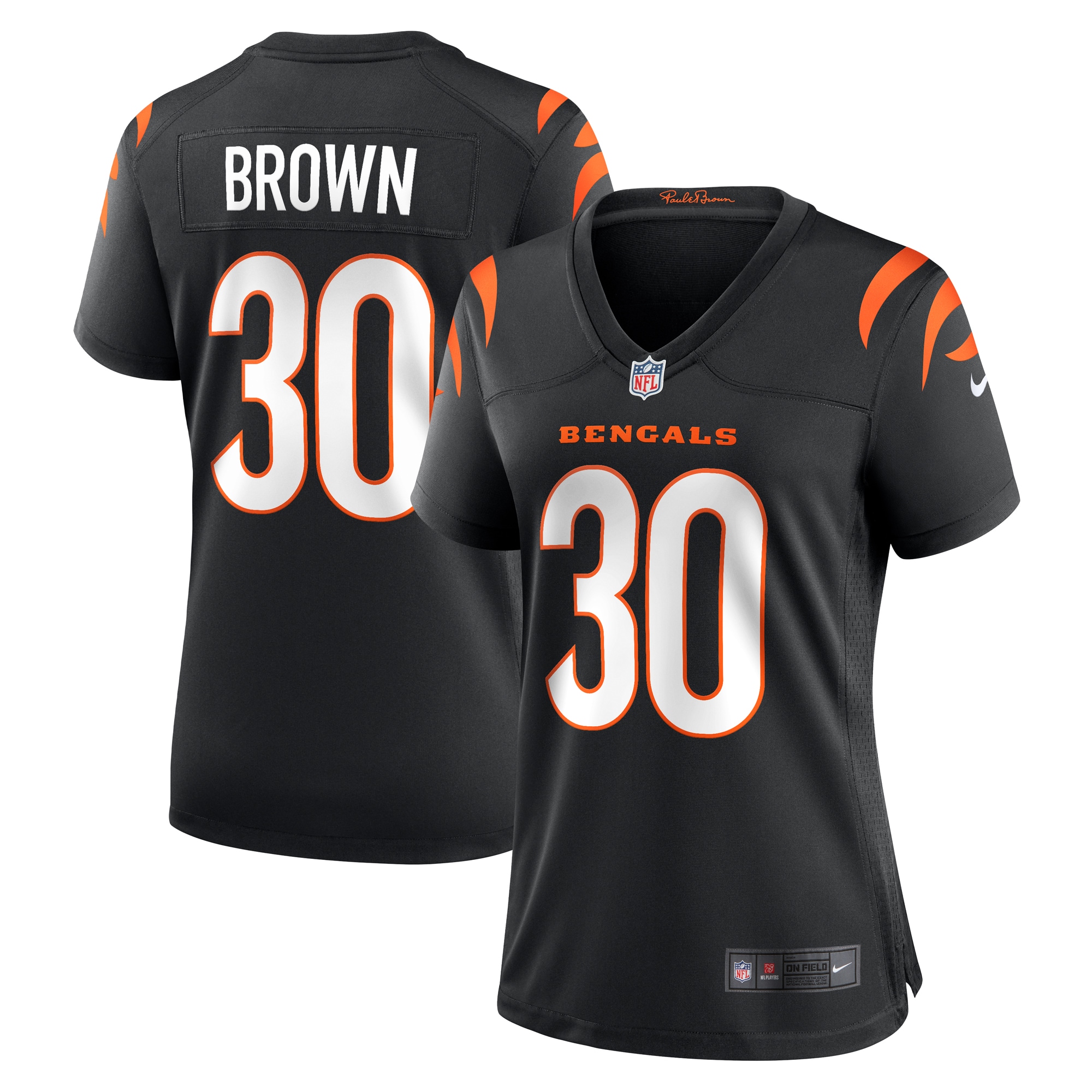 Women's Cincinnati Bengals Chase Brown Black Team Game Jersey JS8748 Saliibo