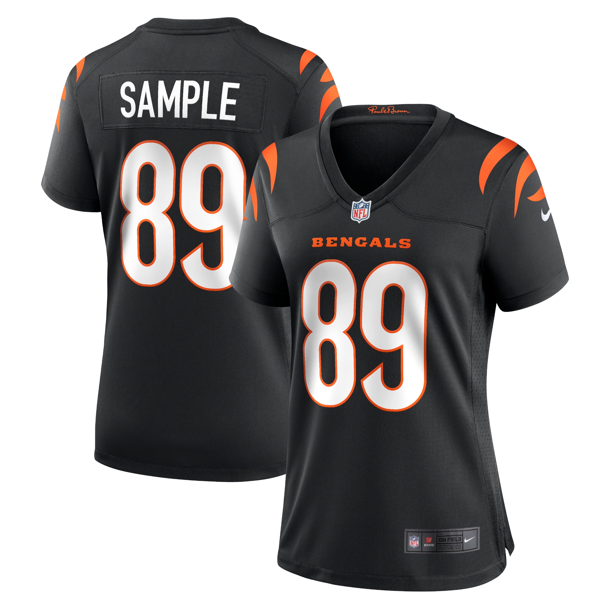 Women's Cincinnati Bengals Drew Sample Black Game Jersey JS7490 Saliibo