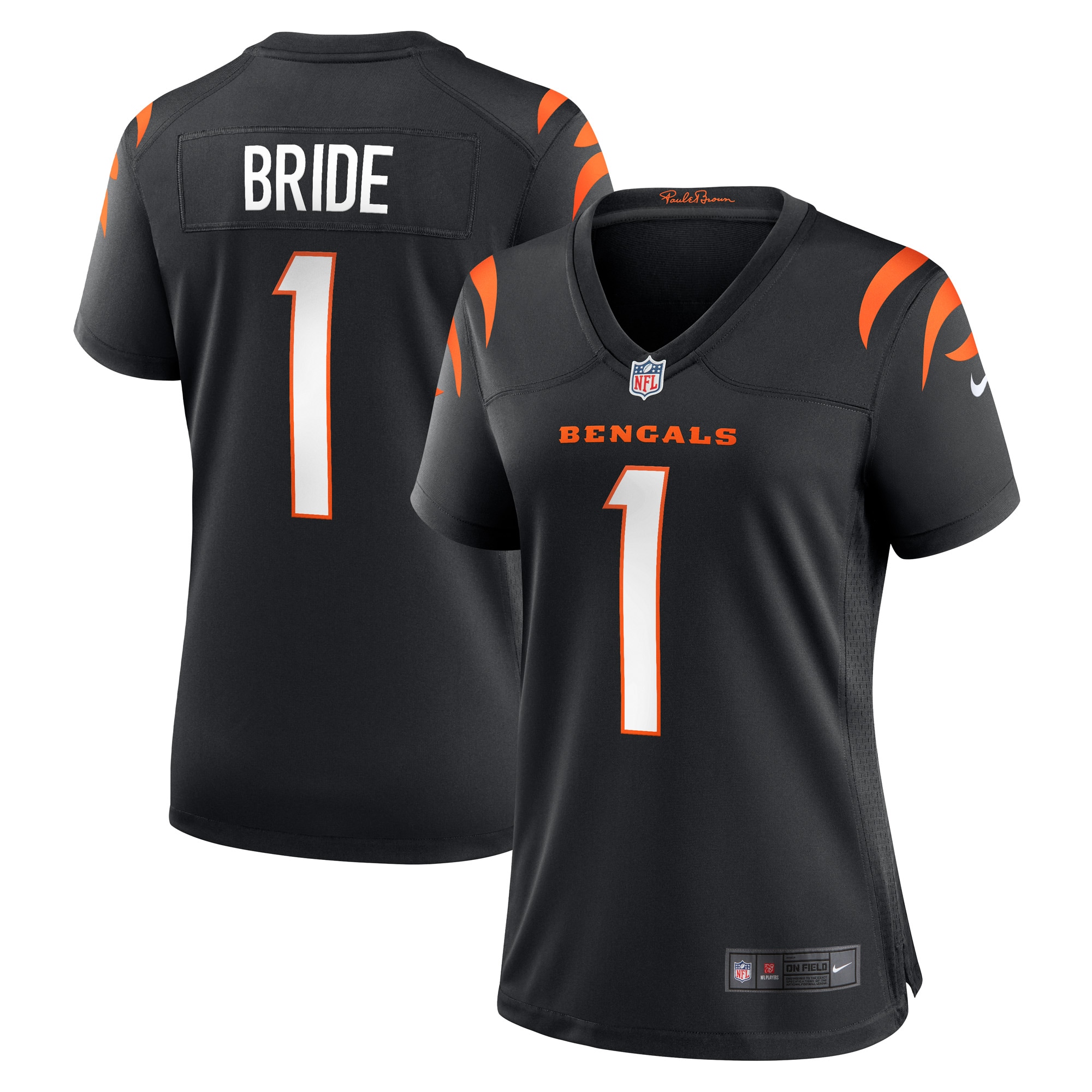 Women's Cincinnati Bengals Number 1 Bride Black Game Jersey JS9655 Saliibo