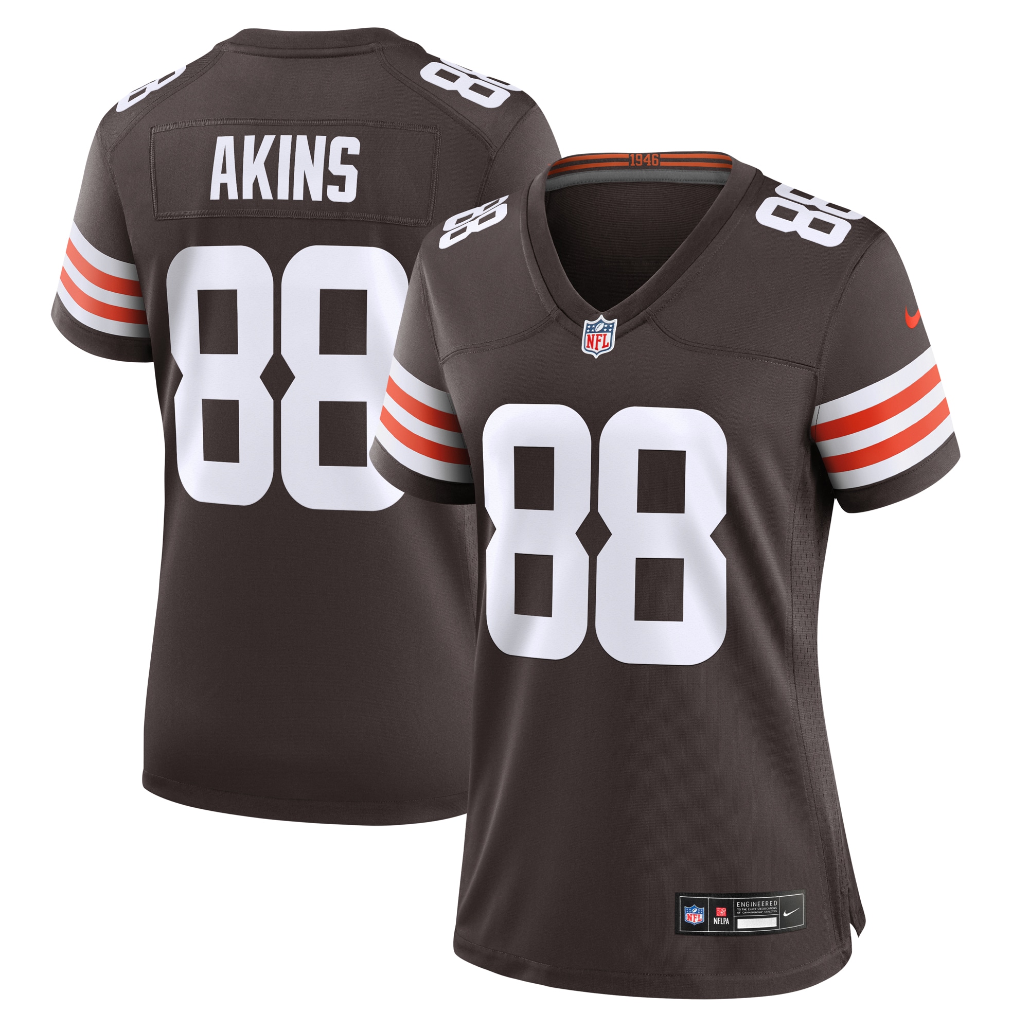 Women's Cleveland Browns Akins Brown Game Jersey JS3689 Saliibo