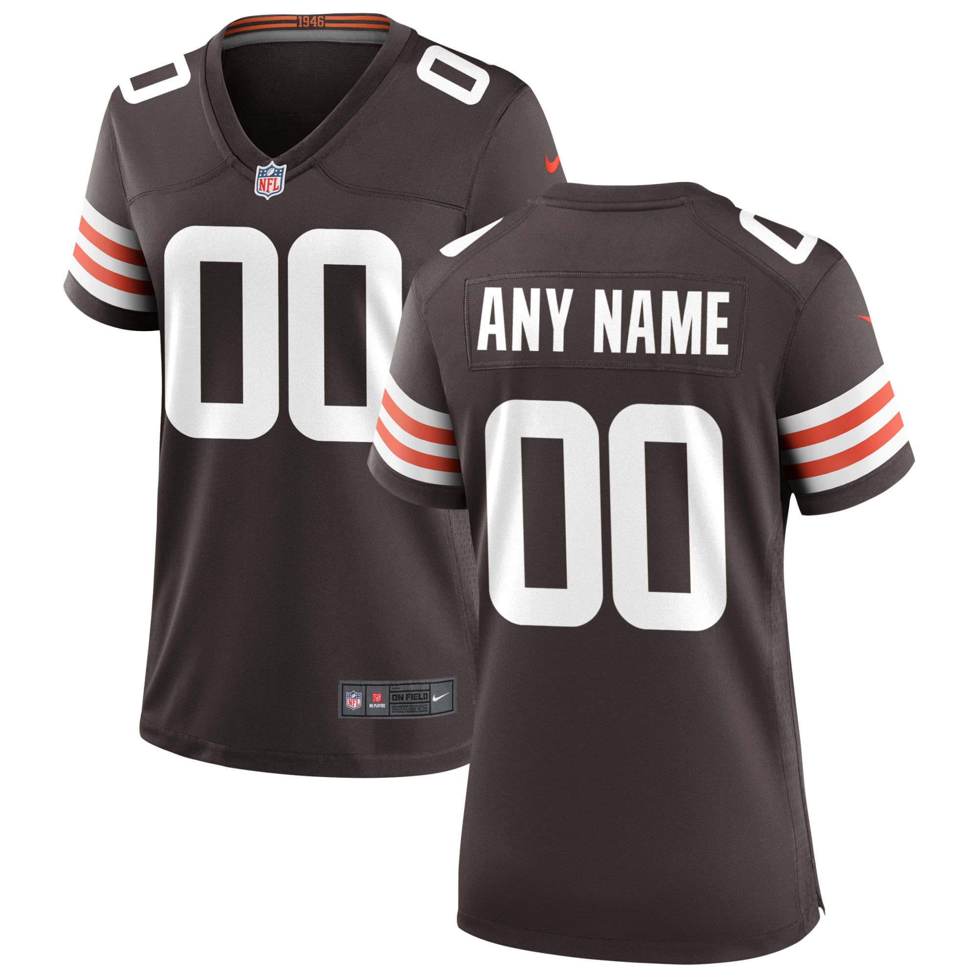 Women's Cleveland Browns Brown Custom Game Jersey JS4836 Saliibo