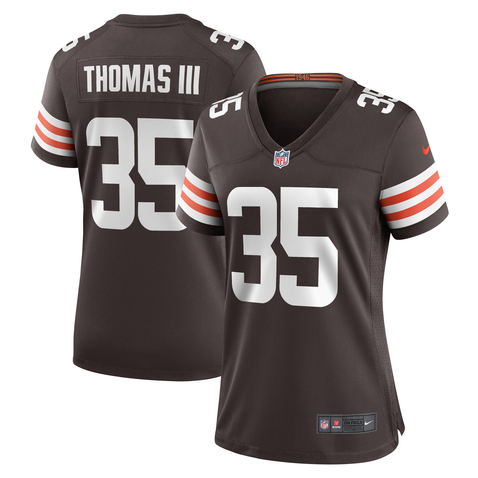 Women's Cleveland Browns Charlie Thomas Brown Team Game Jersey JS9070 Saliibo