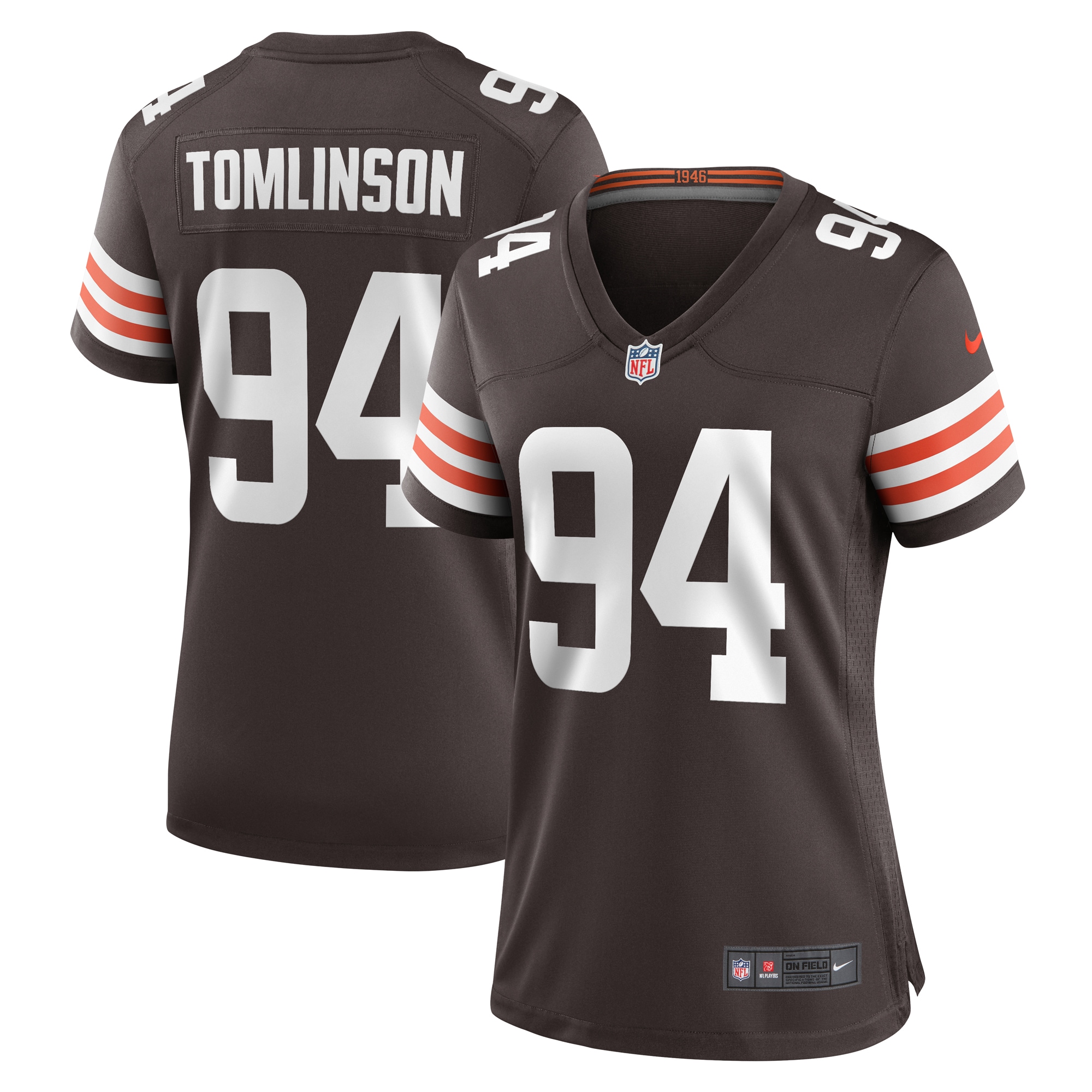 Women's Cleveland Browns Dalvin Tomlinson Brown Game Player Jersey JS6109 Saliibo