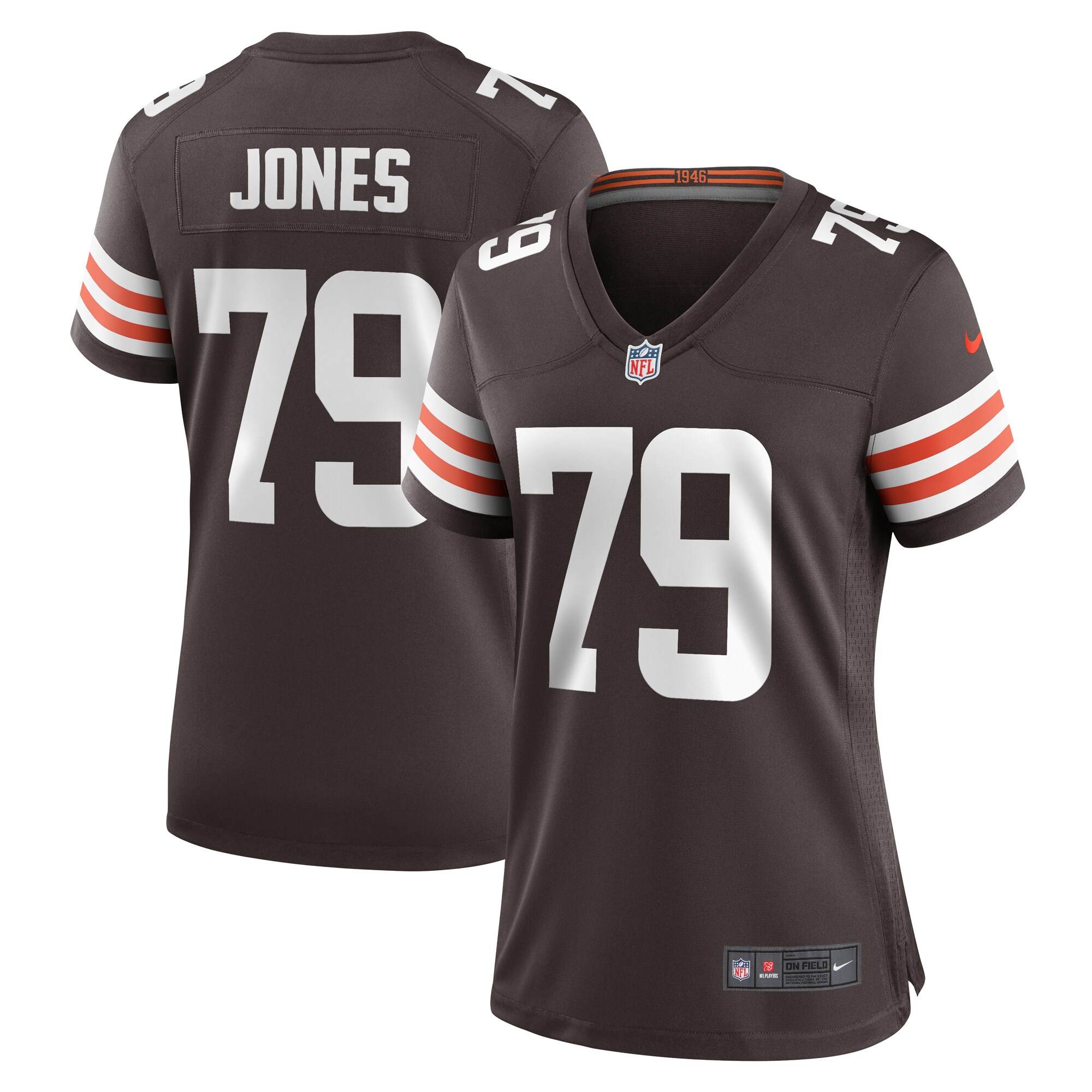 Women's Cleveland Browns Dawand Jones Brown Team Game Jersey JS4319 Saliibo