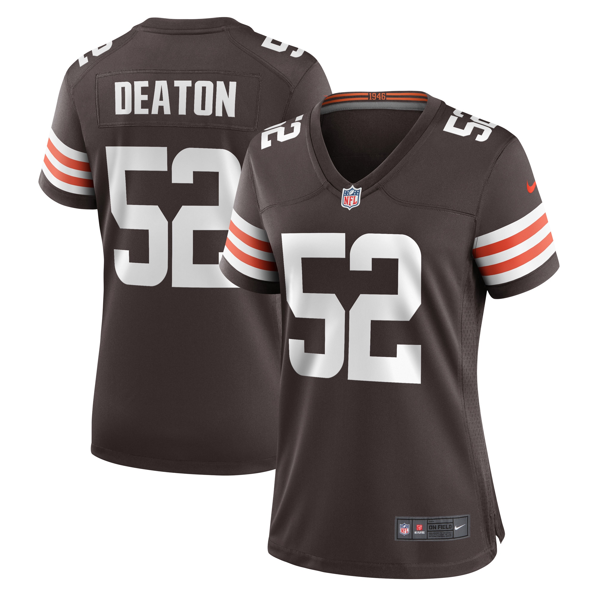 Women's Cleveland Browns Dawson Deaton Brown Game Player Jersey JS6752 Saliibo