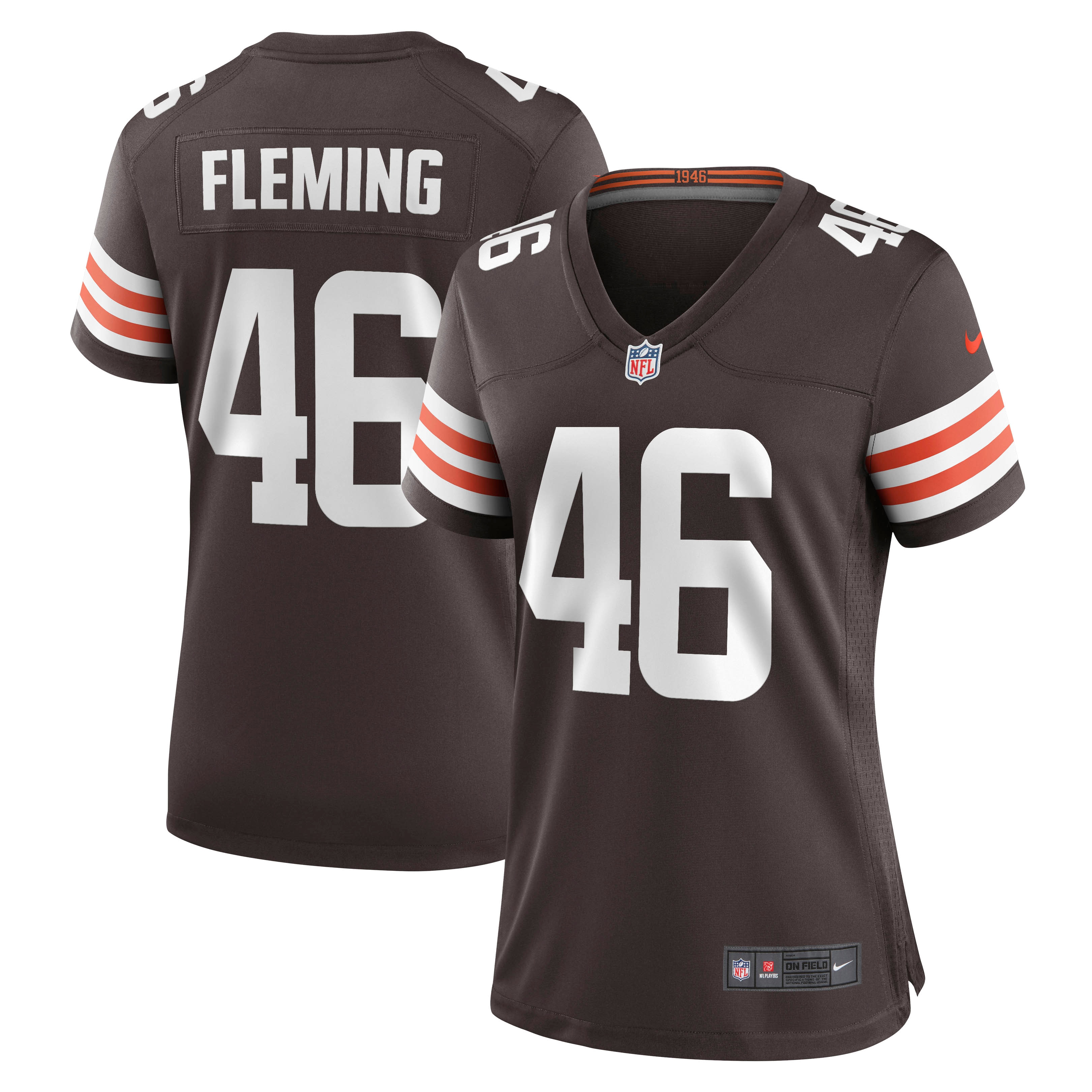 Women's Cleveland Browns Don Fleming Brown Retired Player Jersey JS4714 Saliibo