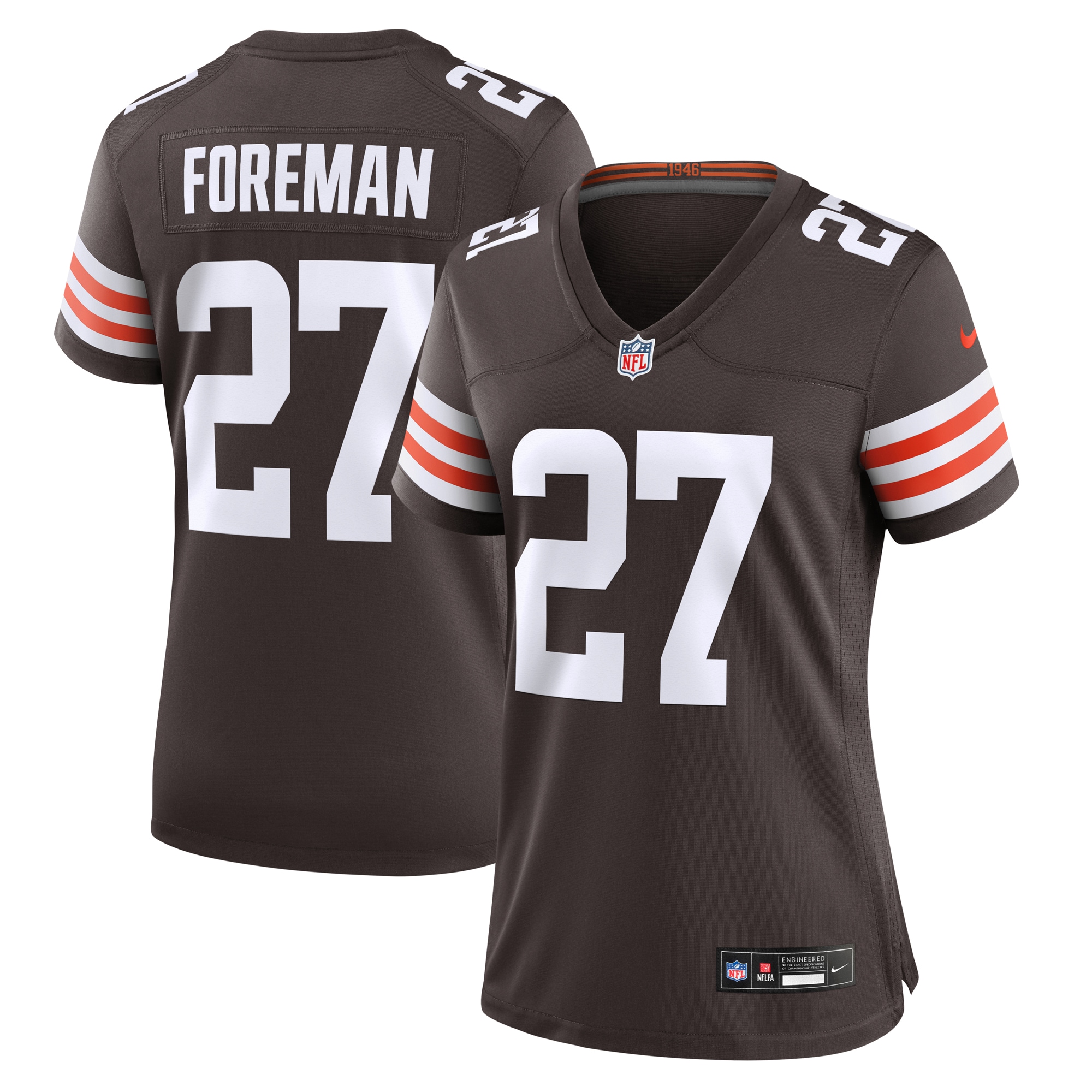 Women's Cleveland Browns D'Onta Foreman Brown Game Jersey JS8636 Saliibo