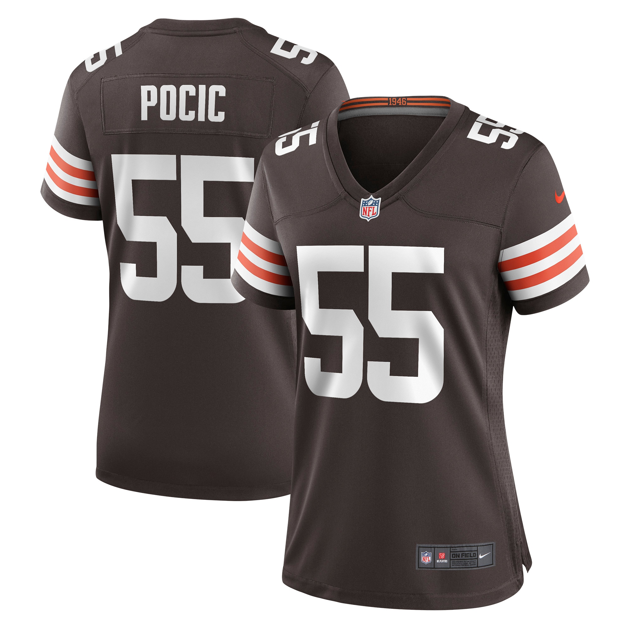 Women's Cleveland Browns Ethan Pocic Brown Game Jersey JS5525 Saliibo