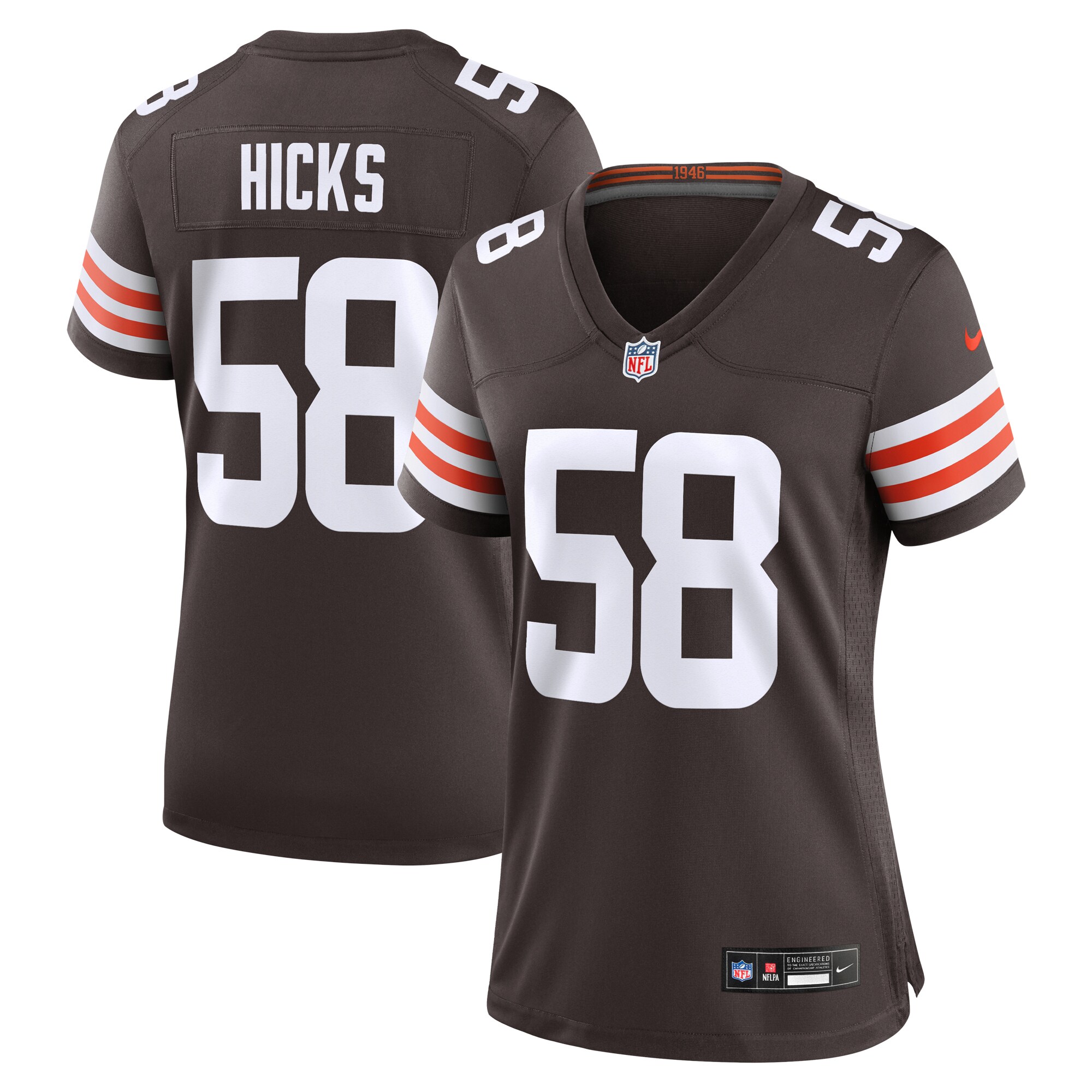 Women's Cleveland Browns Hicks Brown Game Jersey JS8590 Saliibo