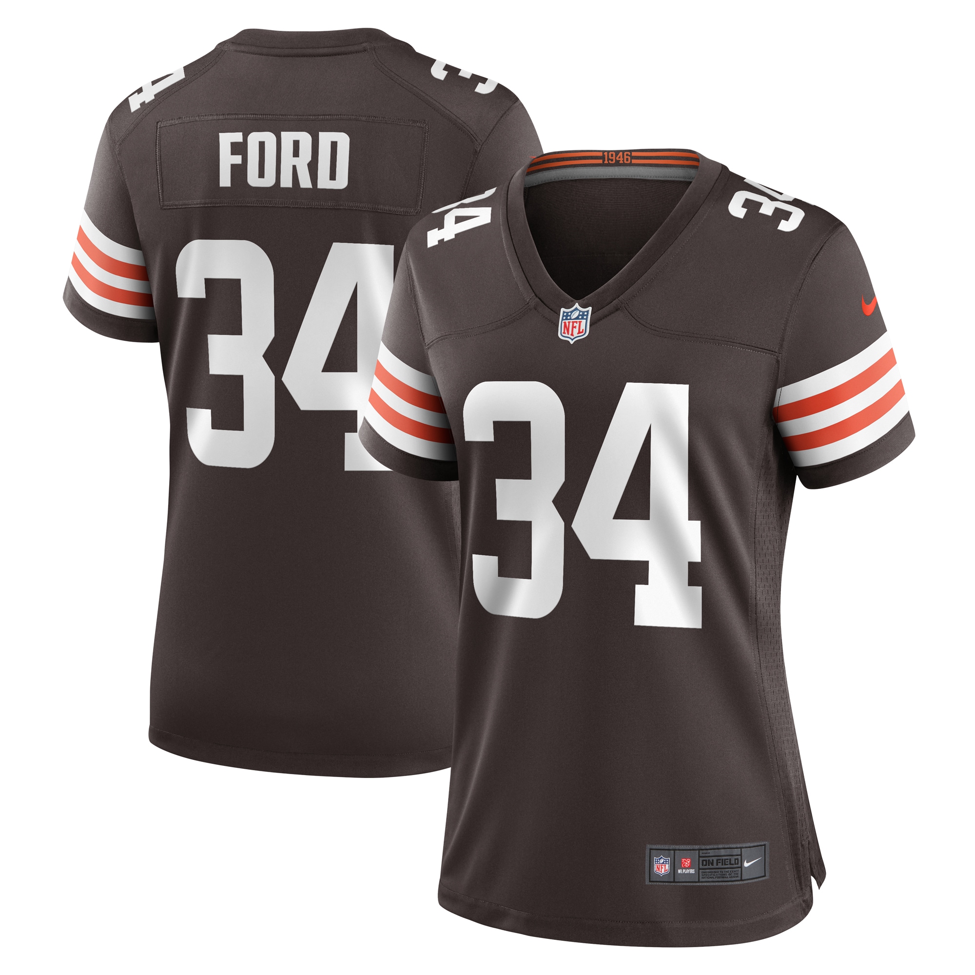 Women's Cleveland Browns Jerome Ford Brown Game Player Jersey JS8607 Saliibo