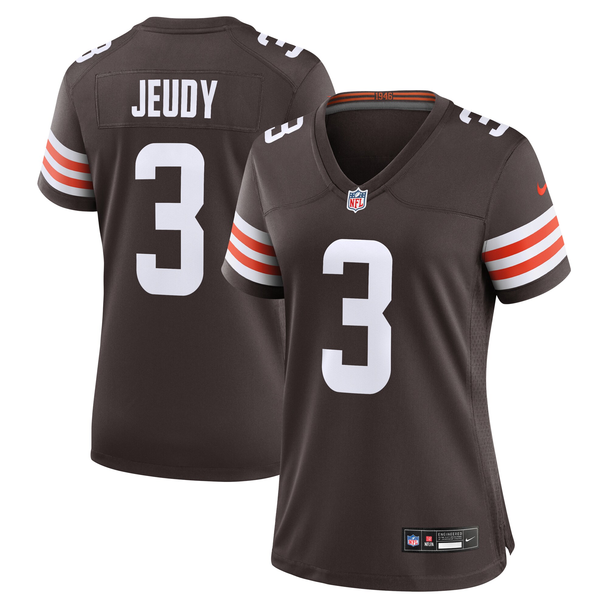 Women's Cleveland Browns Jerry Jeudy Brown Game Jersey JS1911 Saliibo