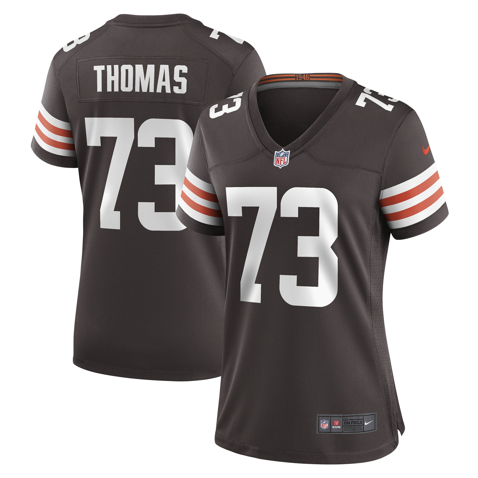 Women's Cleveland Browns Joe Thomas Brown Retired Game Player Jersey JS4196 Saliibo
